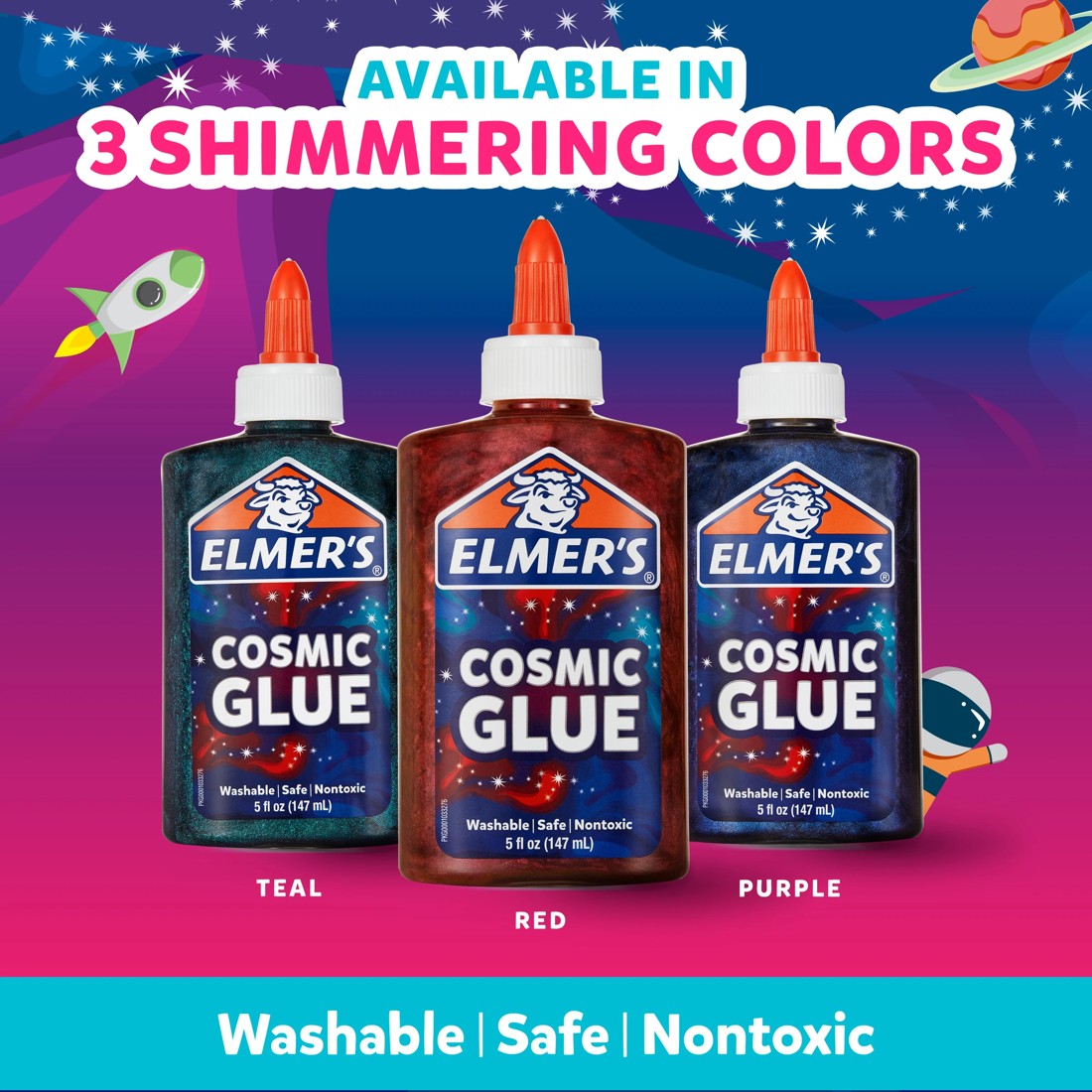 5 Elmer's Cosmic Liquid Glue 147ml - Teal and Purple, 5 of 5