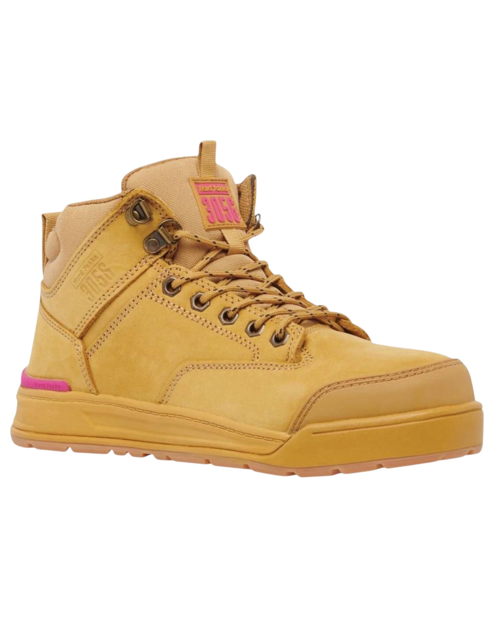 1 Hard Yakka 3056 Womens Safety Boots Lace Steel Cap Caps Wheat Tan Boot Shoes WHEAT, 1 of 4