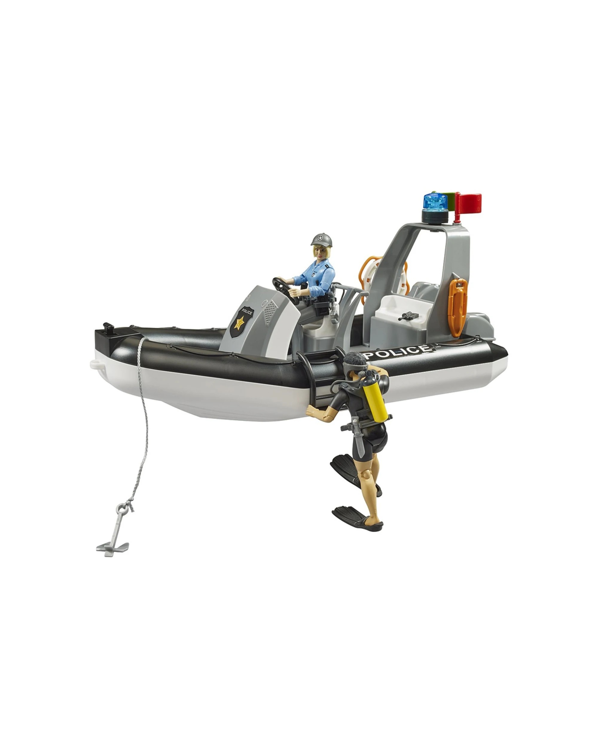 4 Bruder 1 16 Light Up Ram Police Pickup Trailer With Boat And Figures Kids Toy 4y+ - Multi, 4 of 5