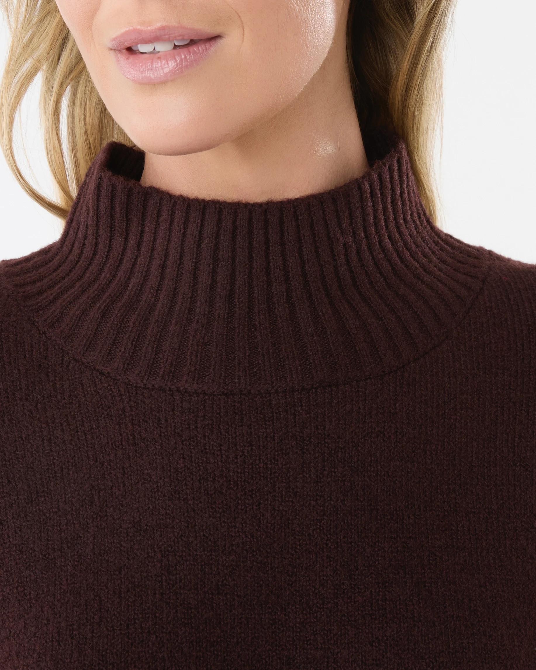 5 Funnel Split Hem Jumper Choc Plum, 5 of 6