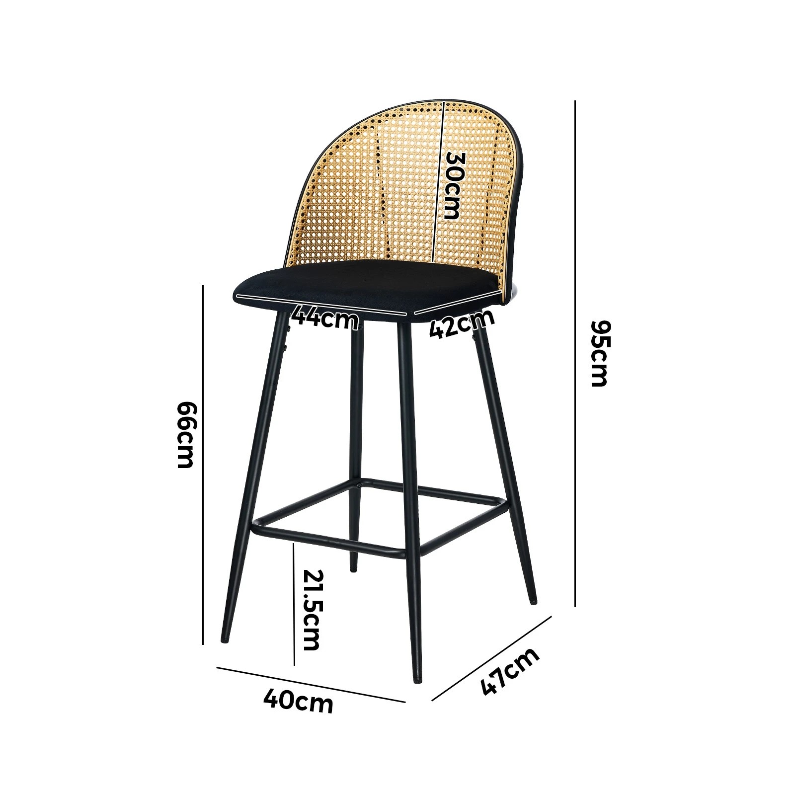 10 Oikiture Bar Stools Kitchen Counter Stool Rattan Dining Chair Velvet X2
 - Black, 10 of 10