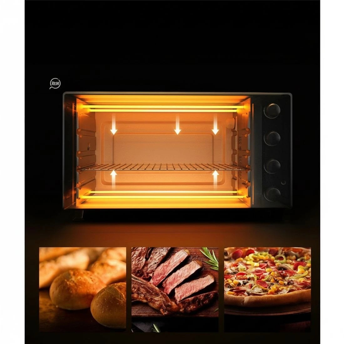 6 Devanti 60L Convection Oven Electric Fryer Ovens 2000W - Black, 6 of 7