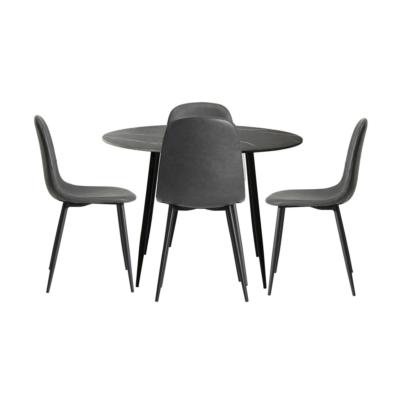 8 Oikiture 110cm Round Dining Table With 4pcs Pu Dining Chairs Metal Legs
 - Multi, 8 of 10