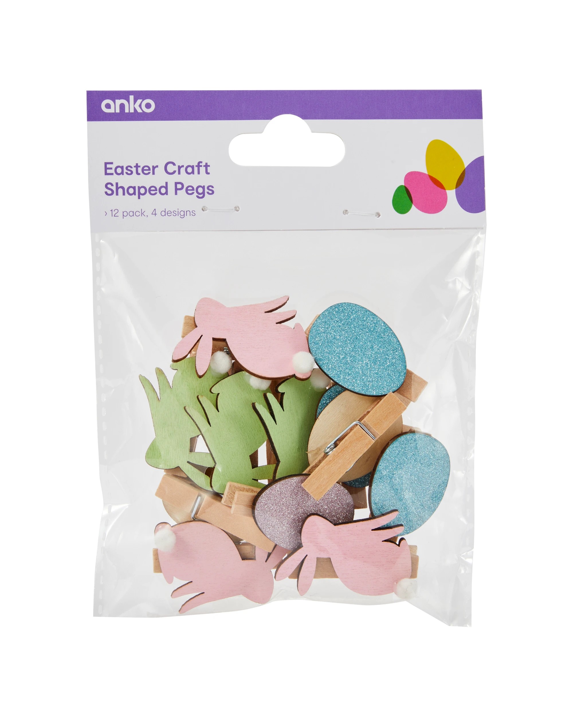 1 12 Pack Easter Craft Shaped Pegs, 1 of 6