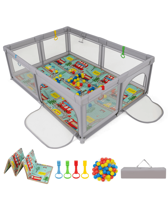 Costway Playpen Security Enclosure Gate Play Yard w/Mat 206 x 1