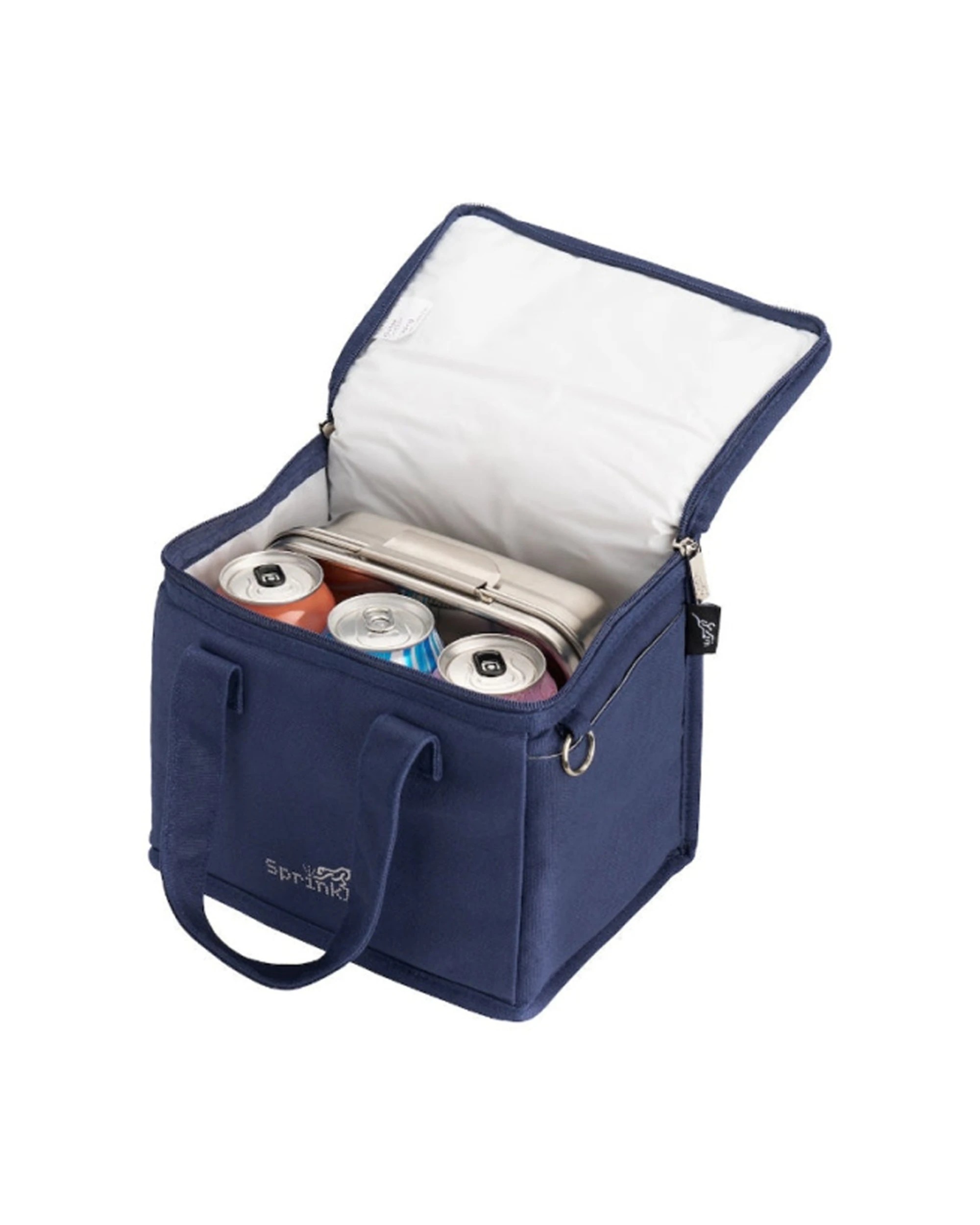 2 Sprinkler Fergus Insulated Canvas Lunch Bag Practical Design Navy - Blue, 2 of 3