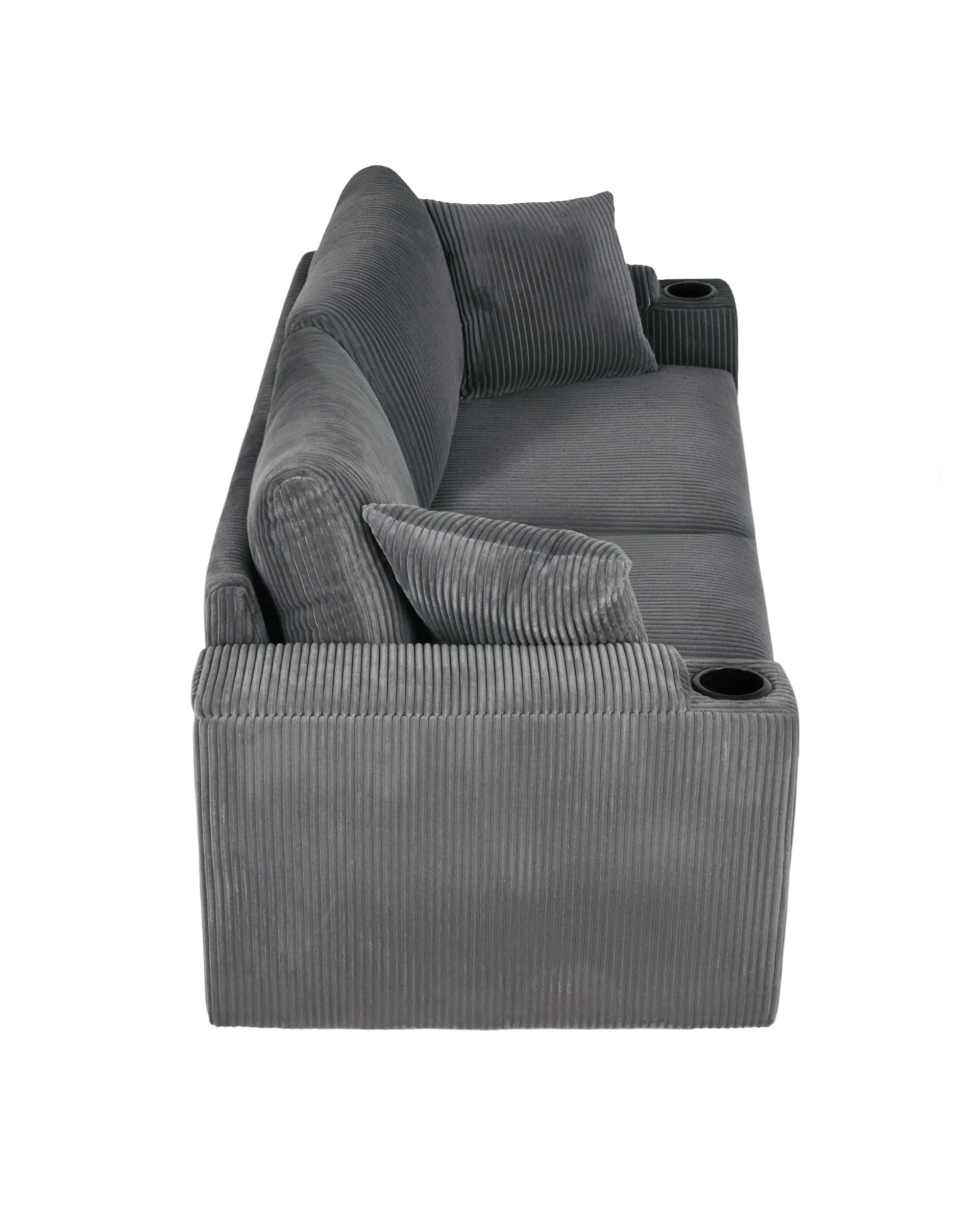 6 Advwin 182cm 2 Seater Sofa Corduroy Modular Lounge Couch w/ Storage Armrests & Cup Holder, 6 of 9