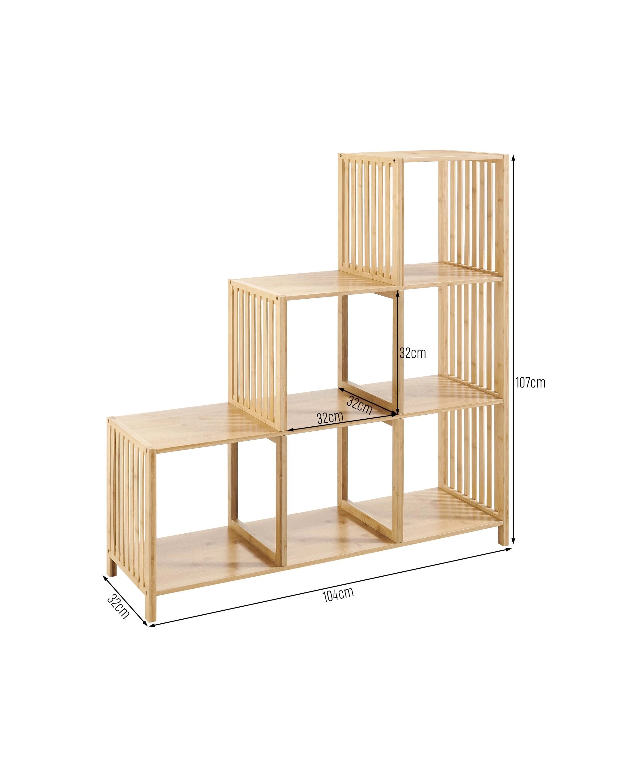 9 Kodu Open Shelf Bookshelf Display Unit 3 Step Bamboo - Natural, 9 of 9