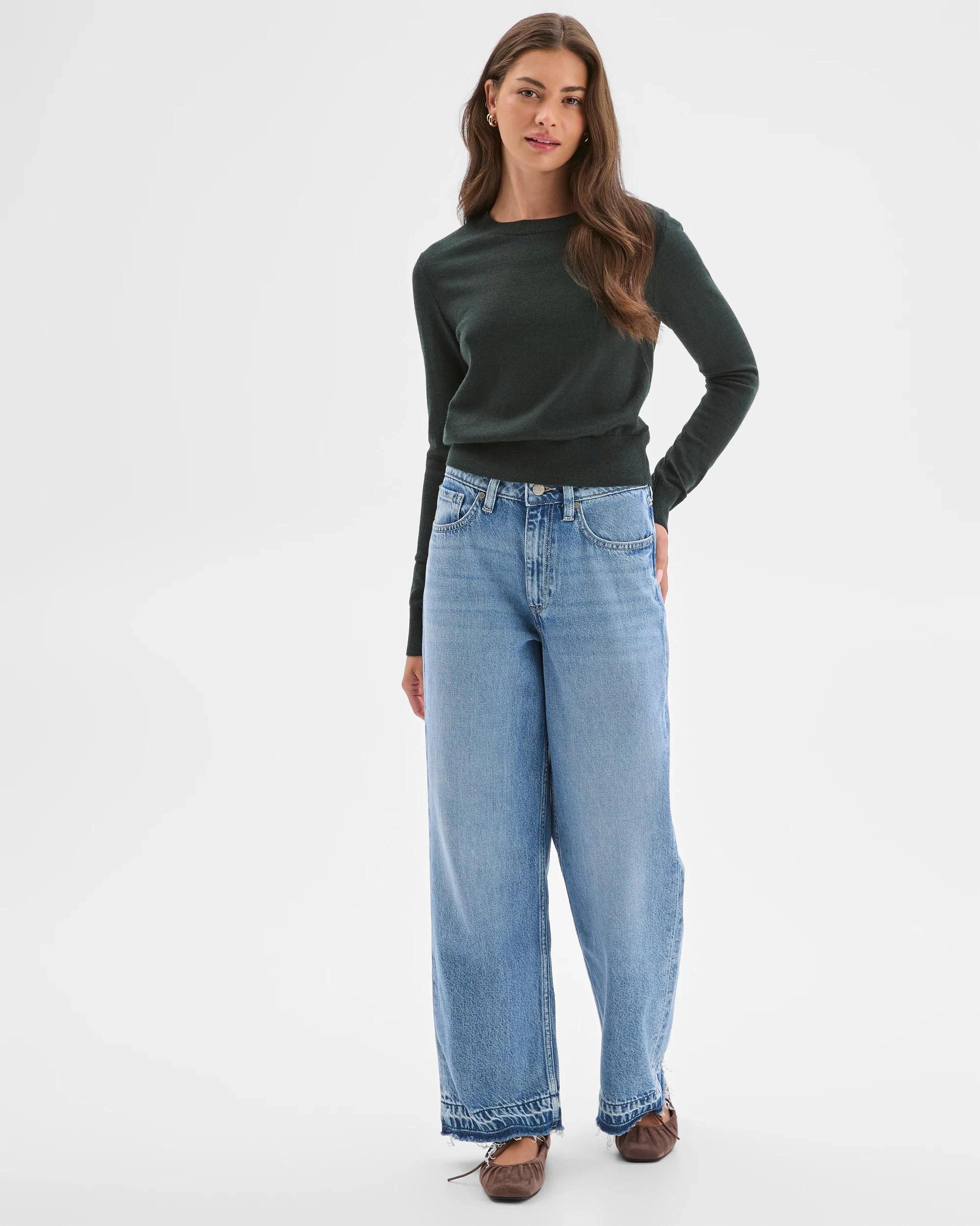 1 Target Petites Petites Australian Merino Wool Crew Neck Sweater MIDNIGHT JADE, 1 of 6