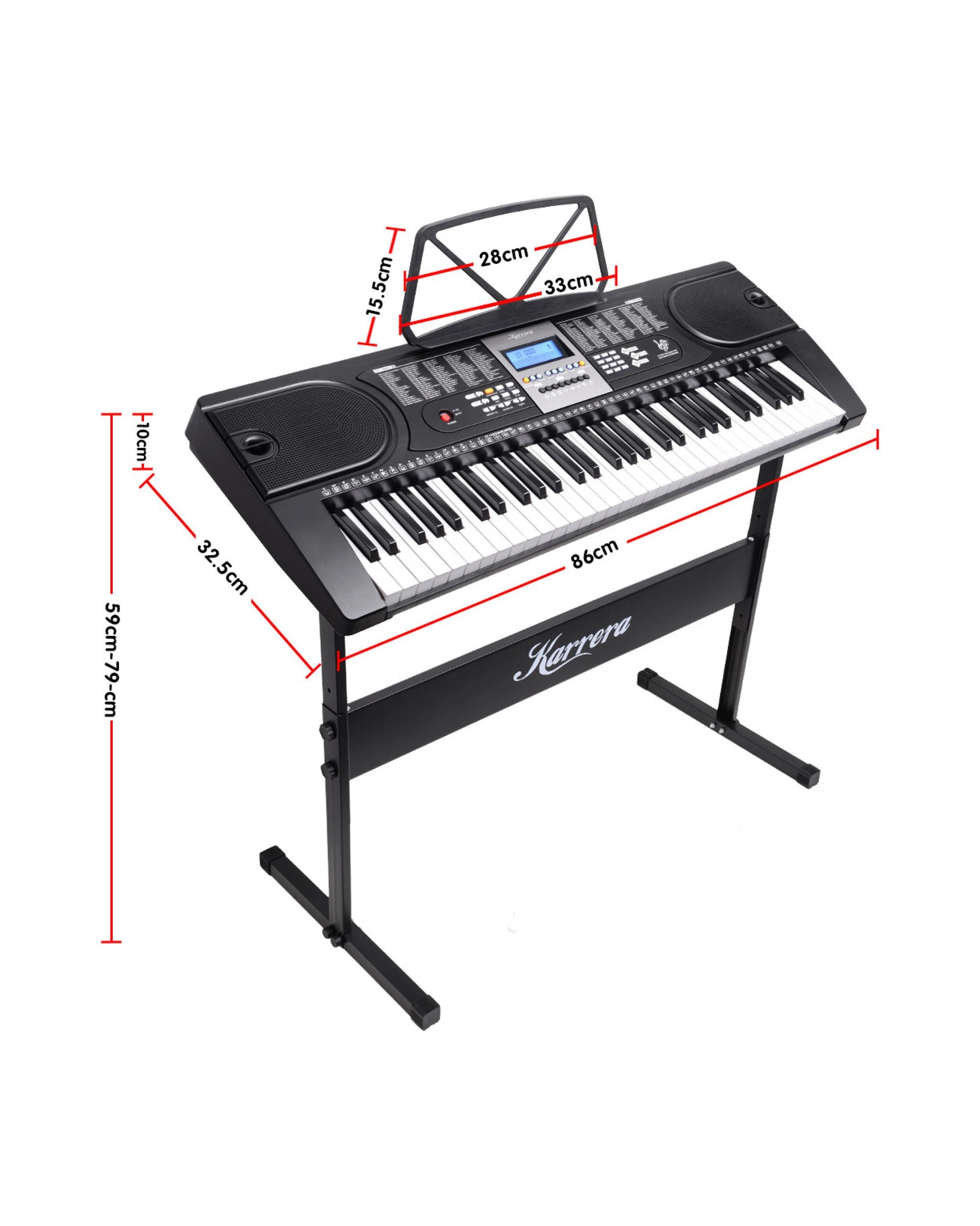 2 Karrera 61 Keys Electronic Keyboard Piano with Stand in Black - Black, 2 of 8