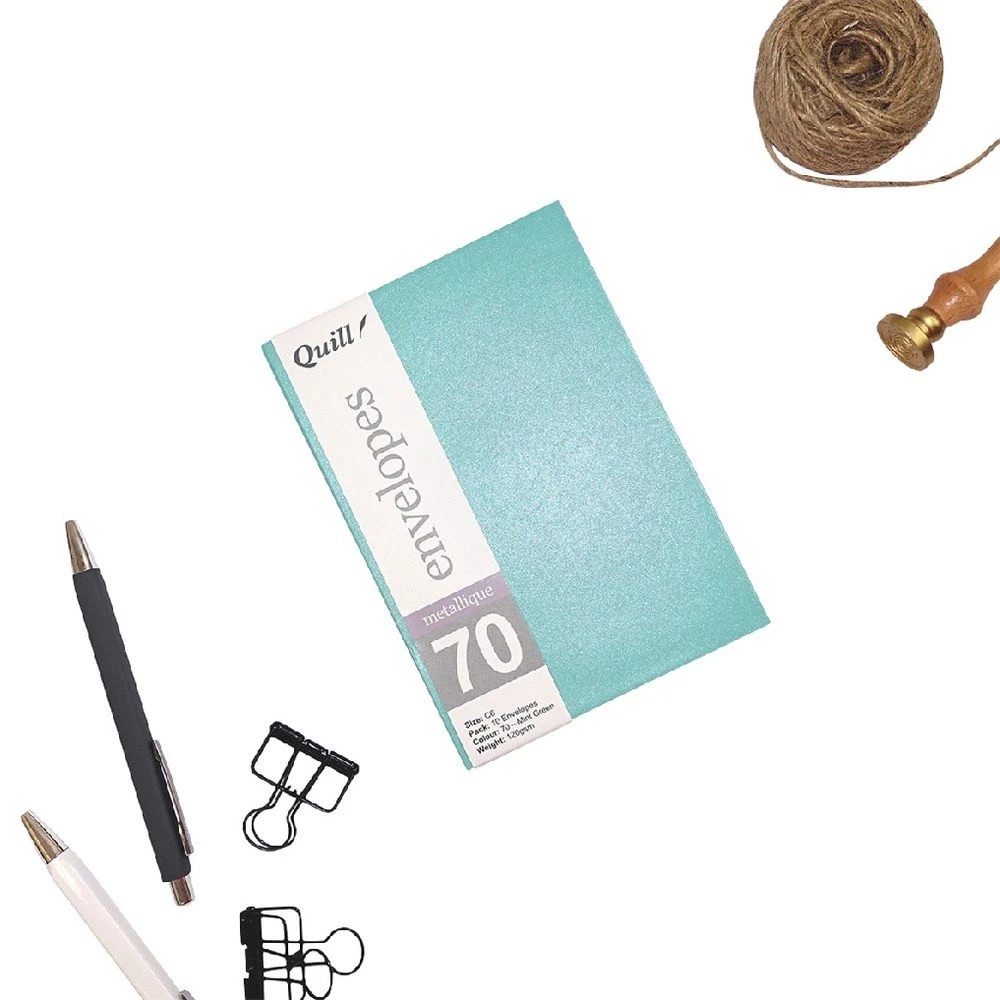 3 Quill C6 Envelopes Metallique Mint Green 10 Pack, 3 of 4