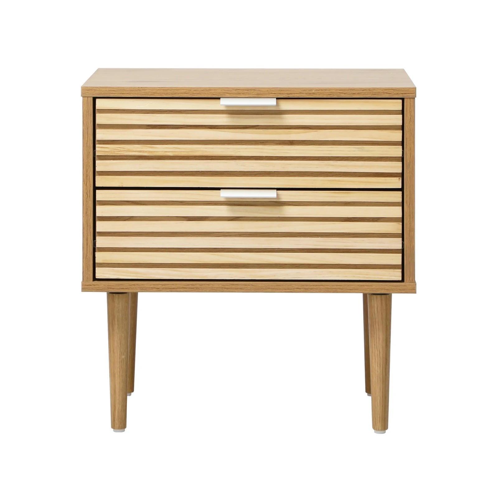 6 Oikiture Bedside Table 2 Drawers Side Table Cabinet Metal Handle - Natural, 6 of 8