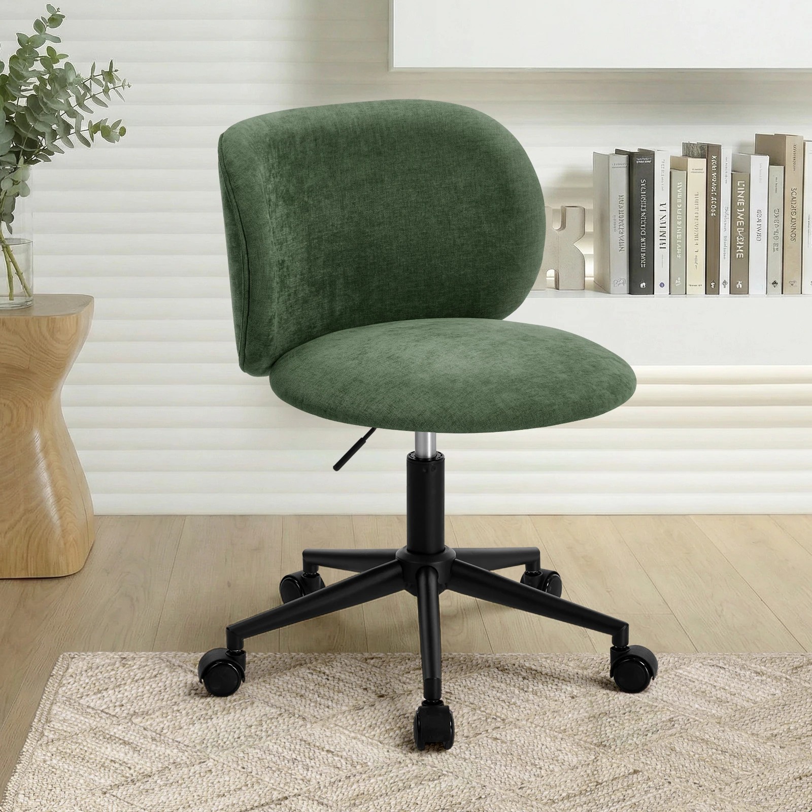 3 Oikiture Office Chair Swivel Armless Mid Back Ergonomic Chair Wheels - Green, 3 of 5