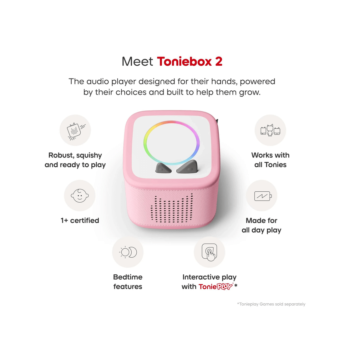 4 Tonies - Toniebox 2 Starter Set with Creative Tonie Rubie - Cloud - Pink, 4 of 6