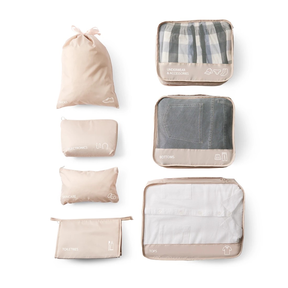 5 7 Piece Packing Cube - Beige, 5 of 10