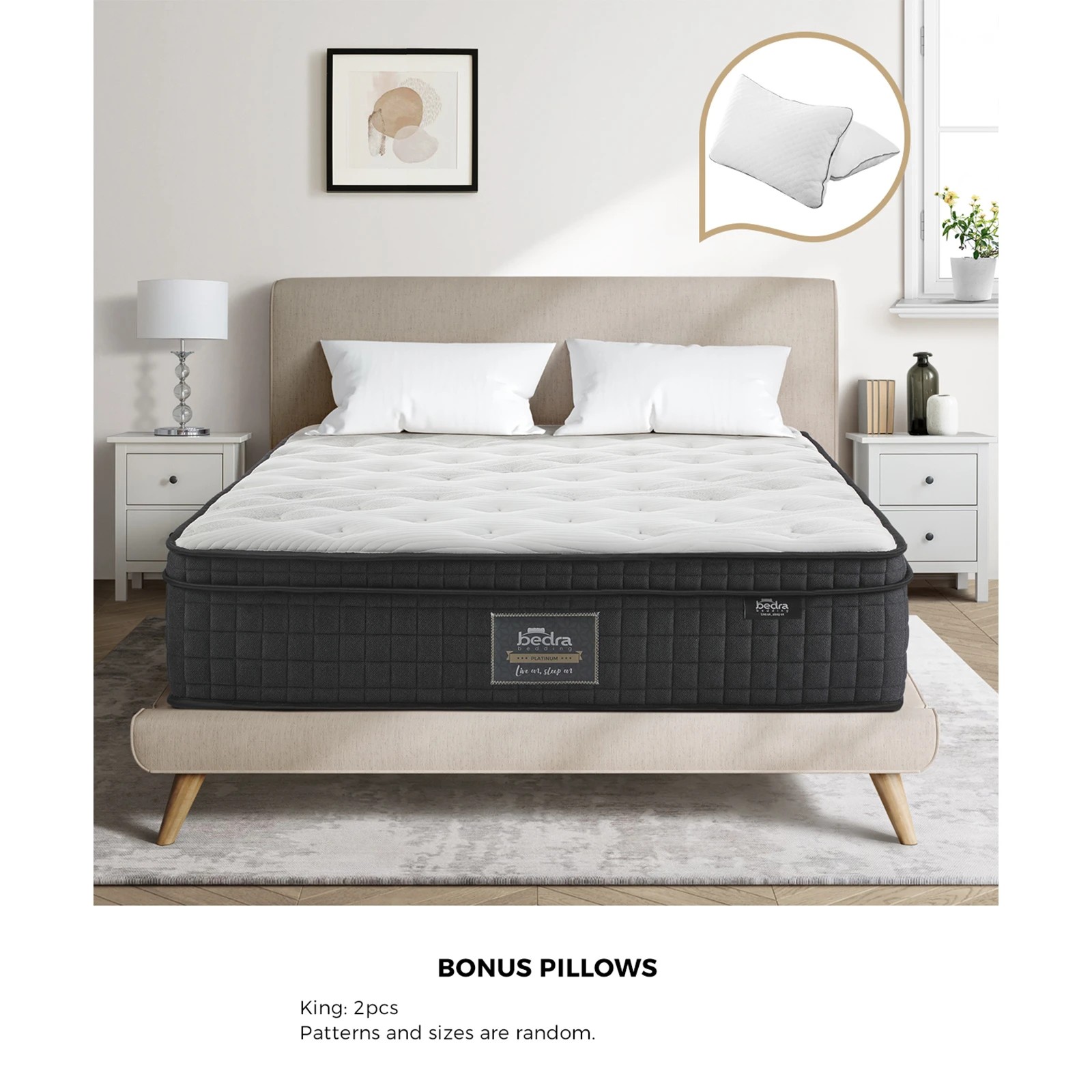 8 Bedra Bedding King Mattress Cool Gel Foam Pocket Spring 34cm With Pillows
 - Multi, 8 of 10