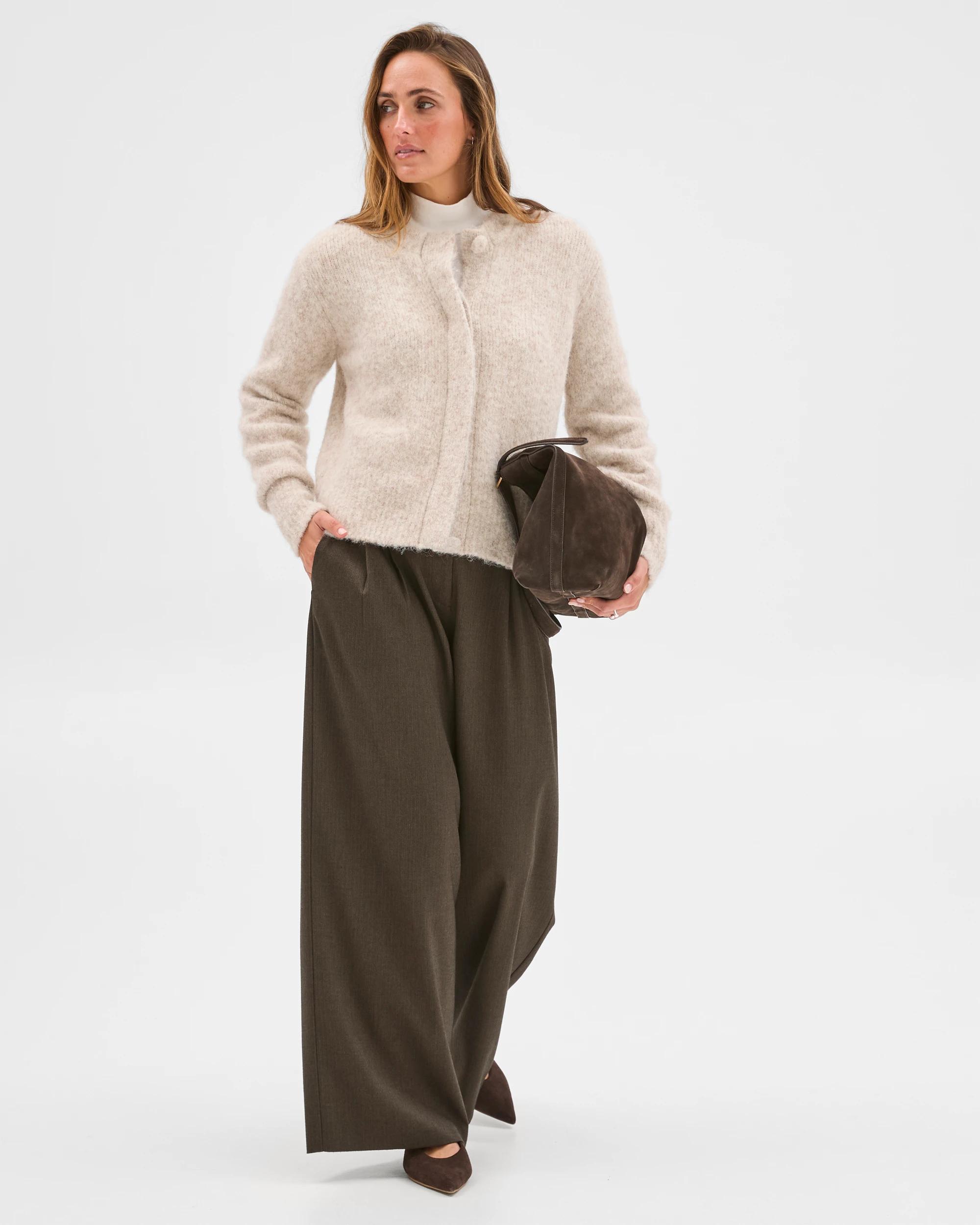 5 Preview Long Sleeve Plush Cardigan OATMEAL MARLE, 5 of 6
