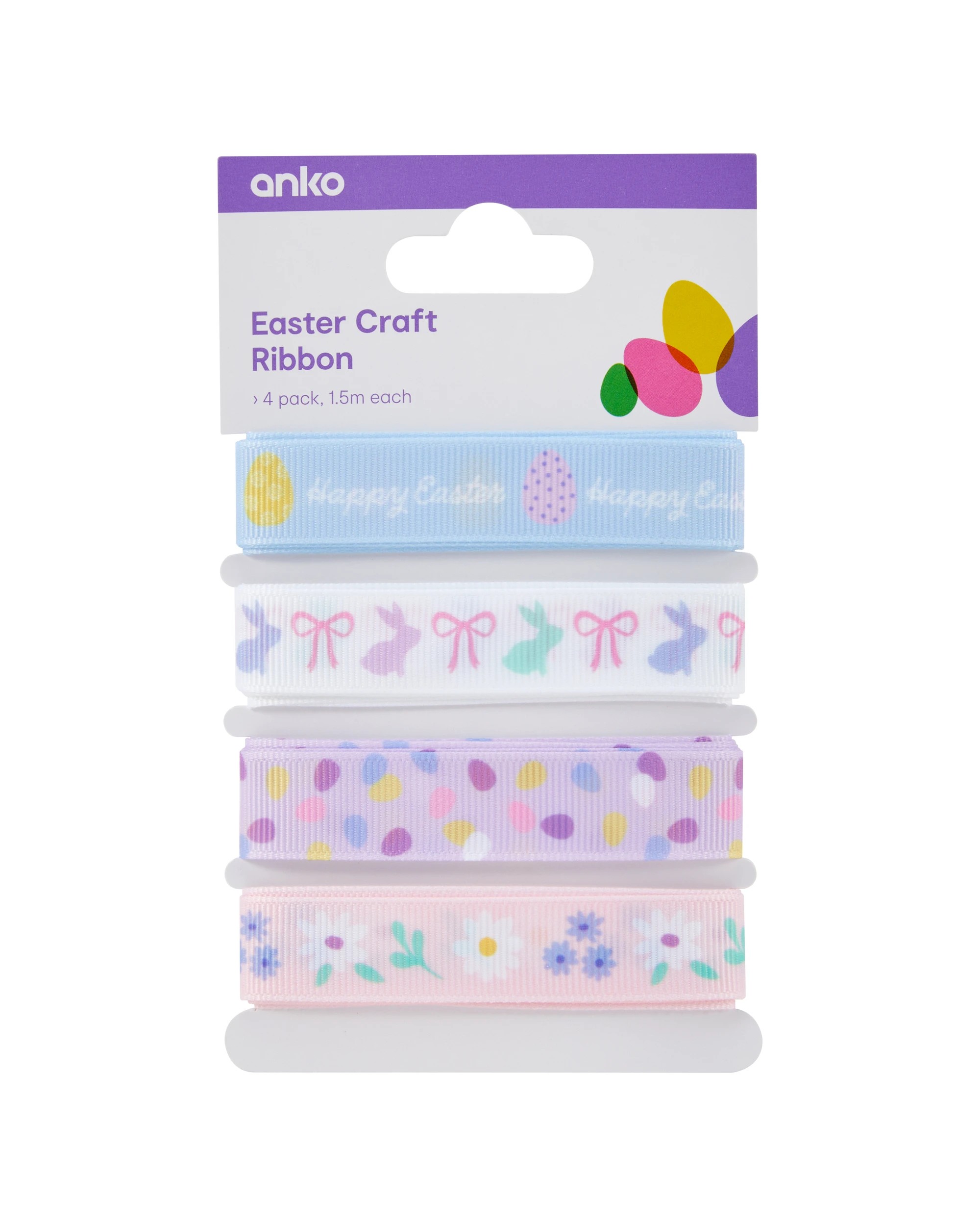1 4 Pack Easter Craft Ribbon, 1 of 4