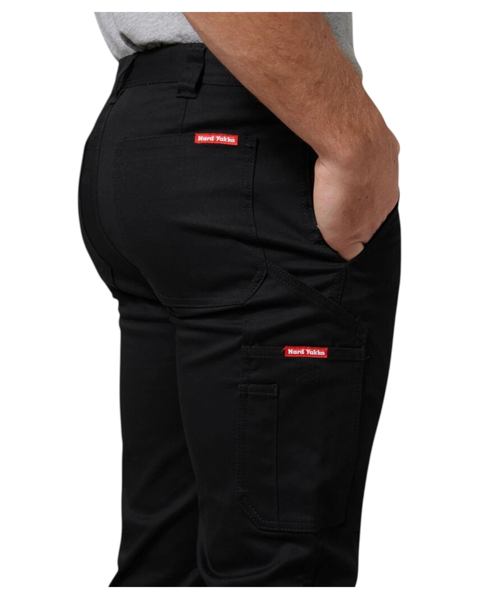4 Hard Yakka 2 Pack Mens Core Basic Stretch Cargo Pant BLACK, 4 of 5