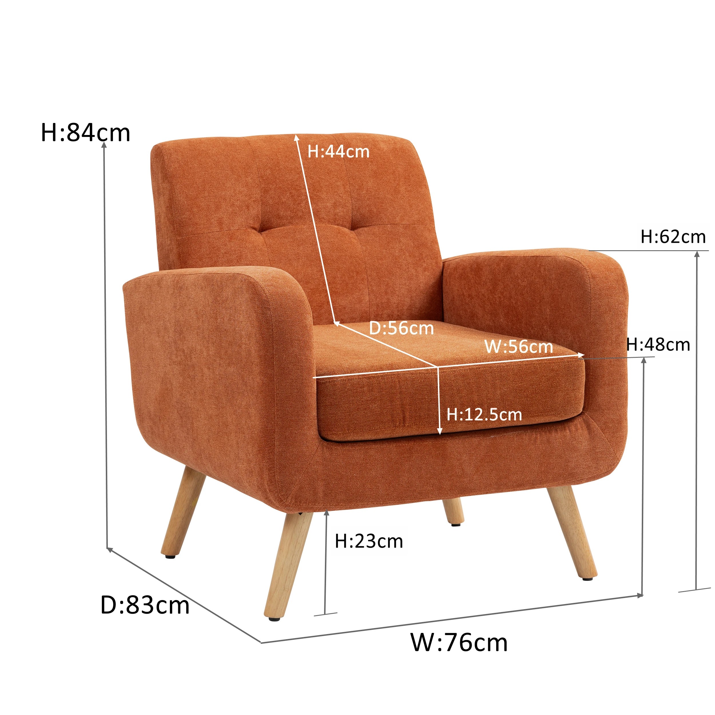 10 IHOMDEC Upholstered Tub Armchair - Orange - Orange, 10 of 10