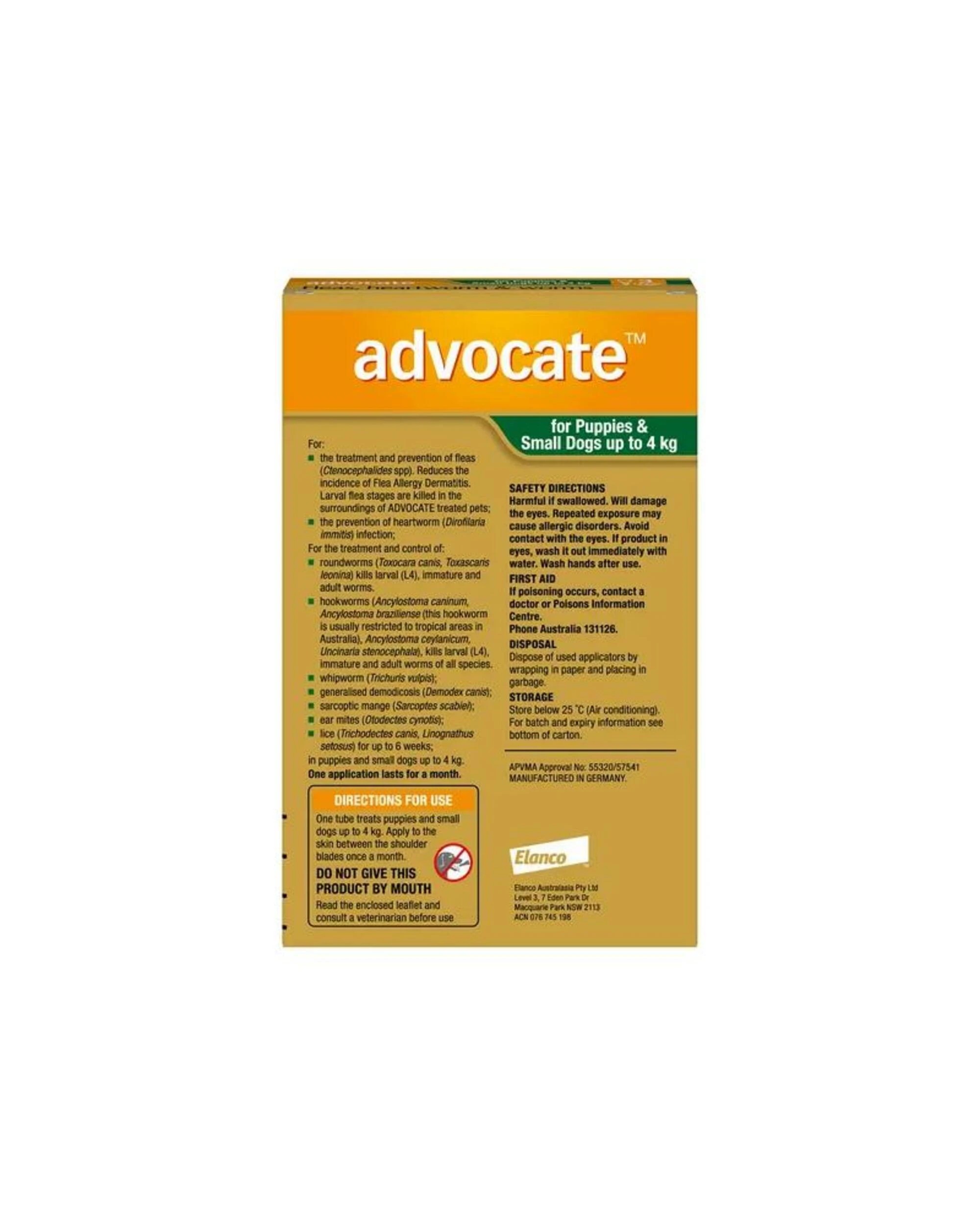 2 Advocate Small Dog 0-4kg Green Spot On Flea Wormer Treatment 1 Pack, 2 of 2
