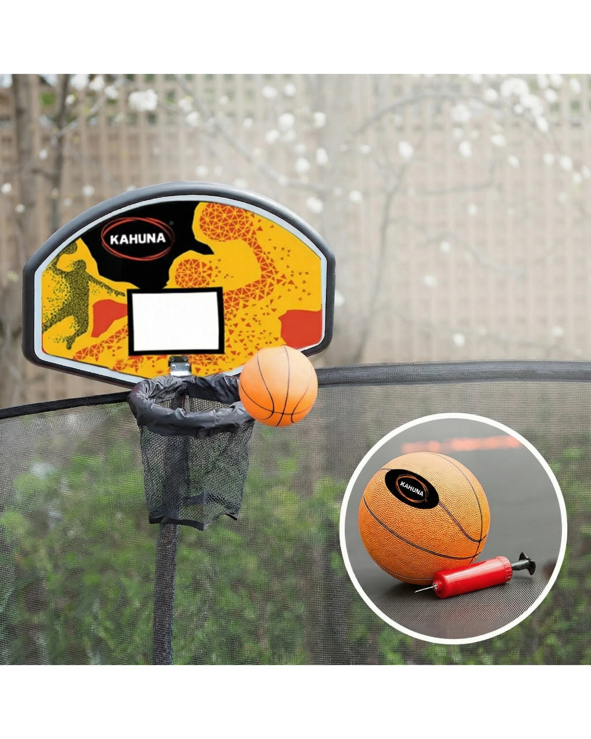 5 Kahuna Trampoline 12 ft with Basketball Set and Roof - Green, 5 of 7