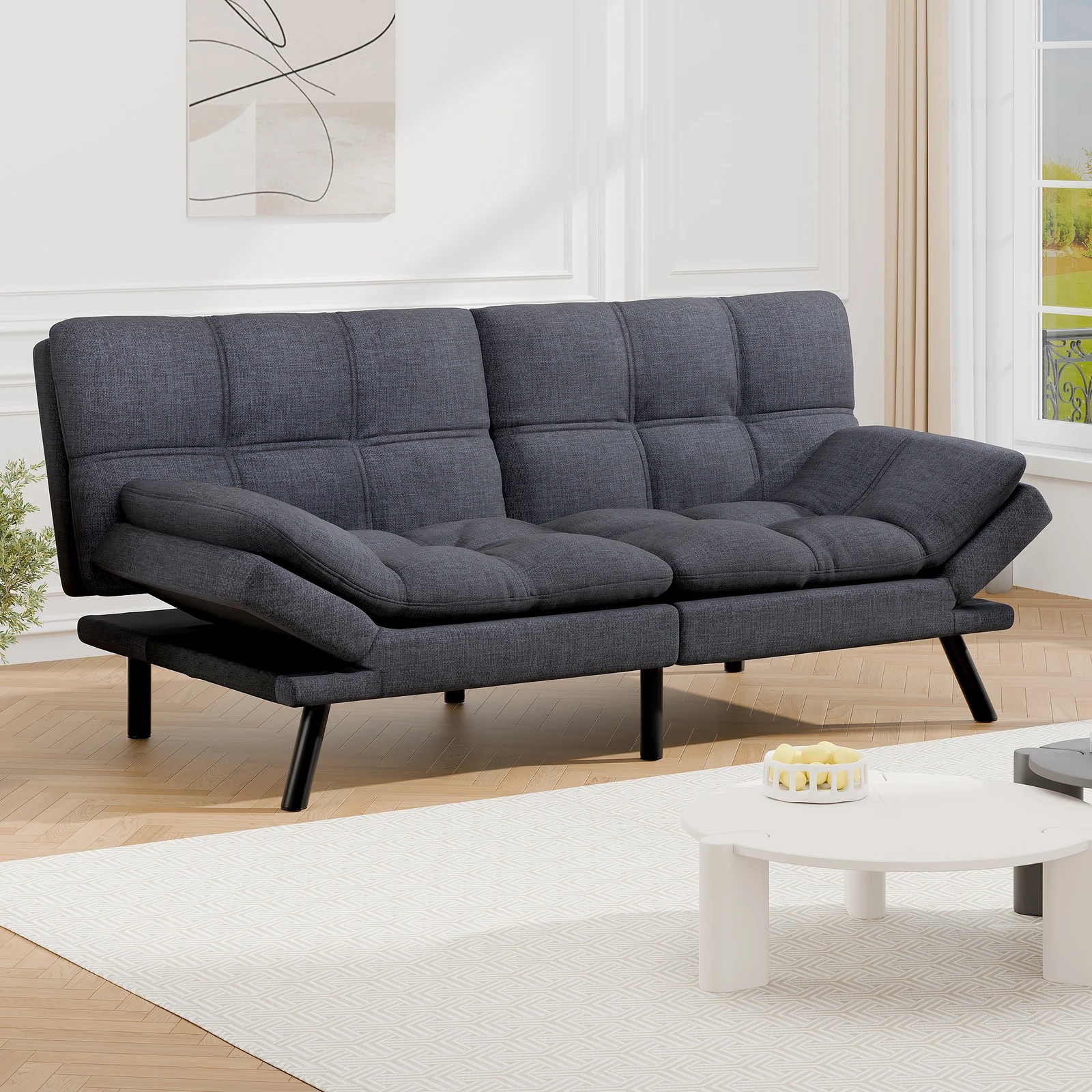 7 Alfordson Sofa Bed Couch 3 Seater Lounge Recliner Fabric - Grey, 7 of 9