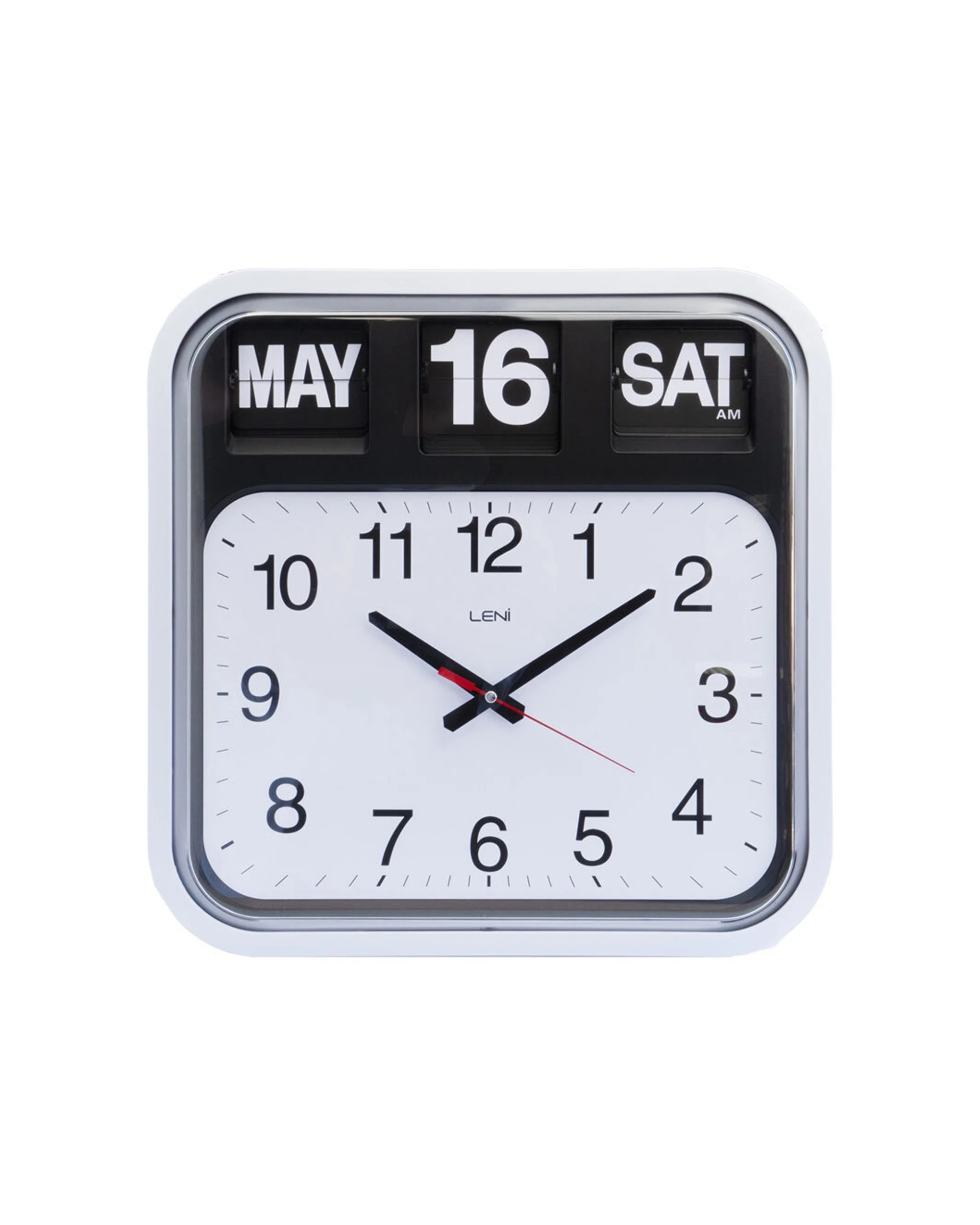 1 Leni Bankers Wall Clock With Calendar Silent Analog Movement 43x43cm - White, 1 of 3