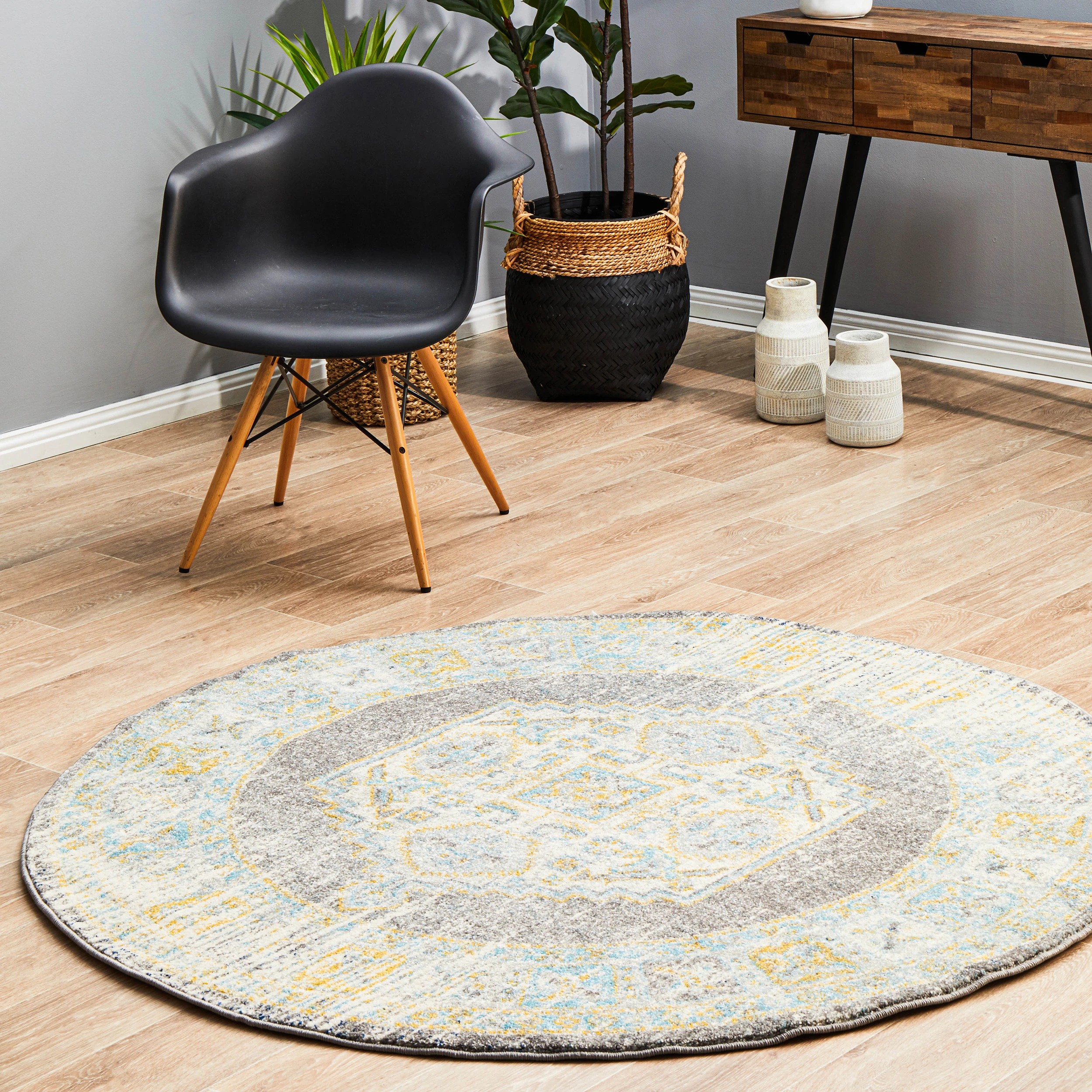 2 Common Ground Rugs Era 944 150x150cm - Small Circle Rug - Grey, 2 of 8