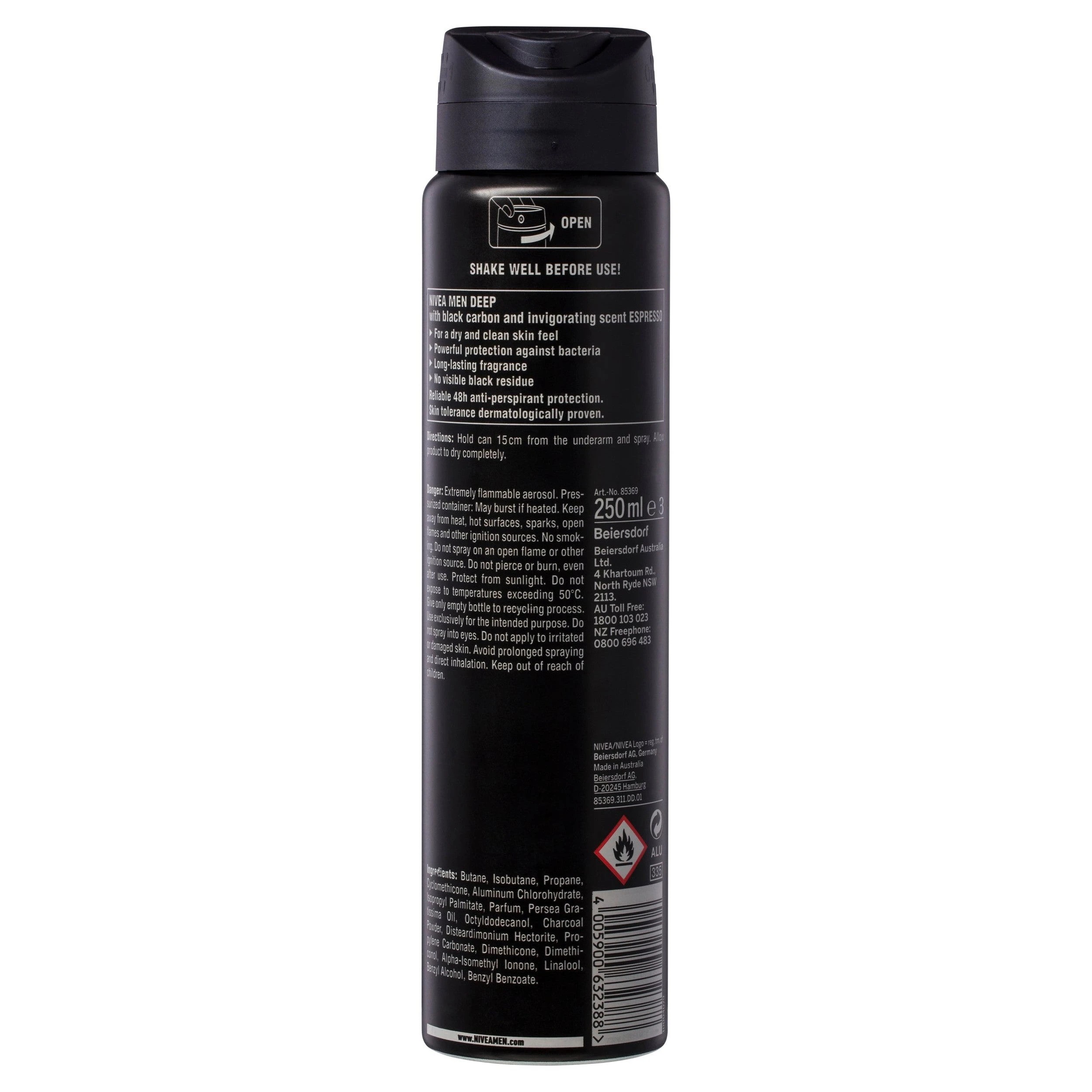 2 Nivea for Men Deodorant Aerosol Deep Espresso 250ml, 2 of 2