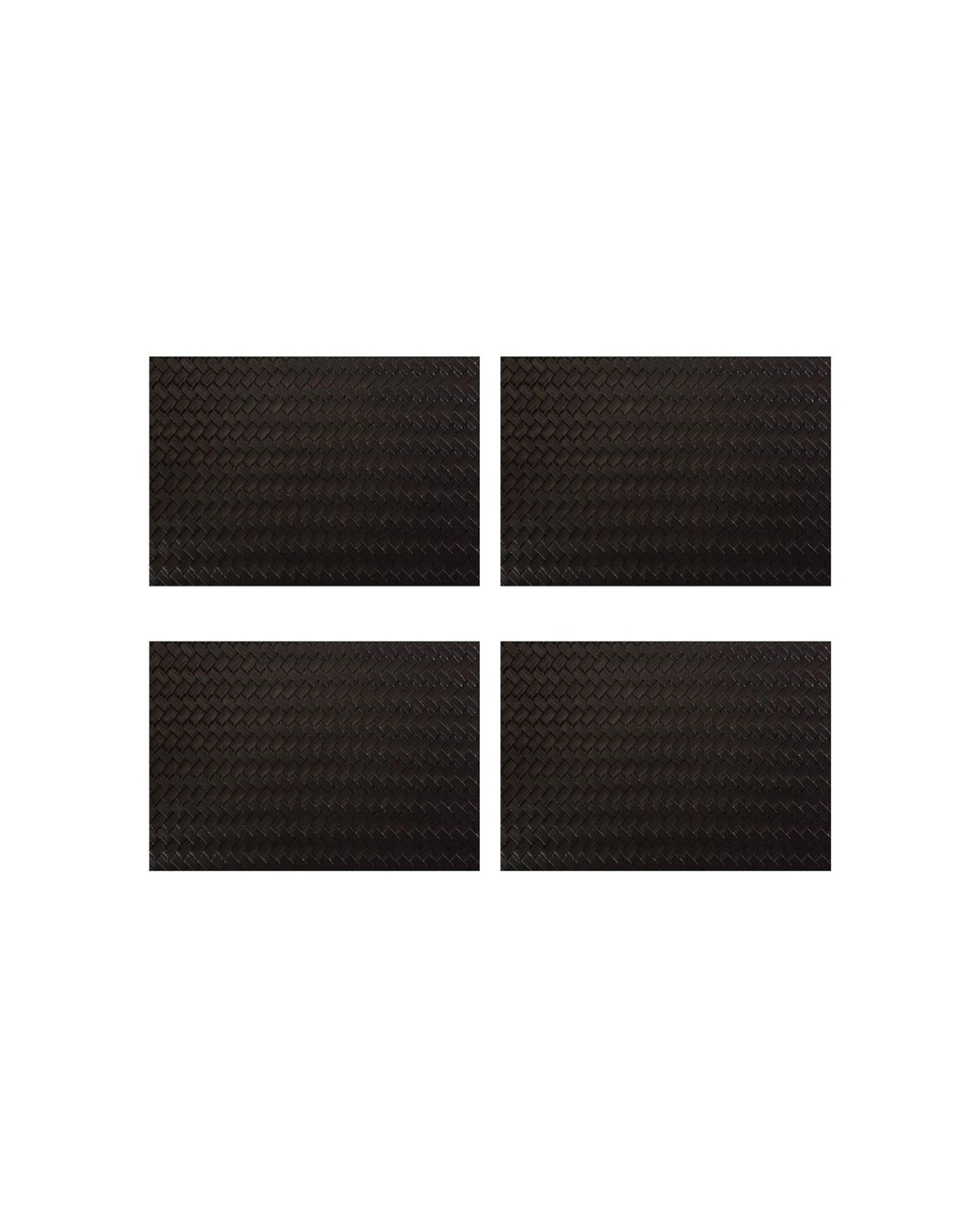 1 Maxwell & Williams 4PK Table Accents Leather Look Cowhide Placemat 43x30cm - Black, 1 of 2