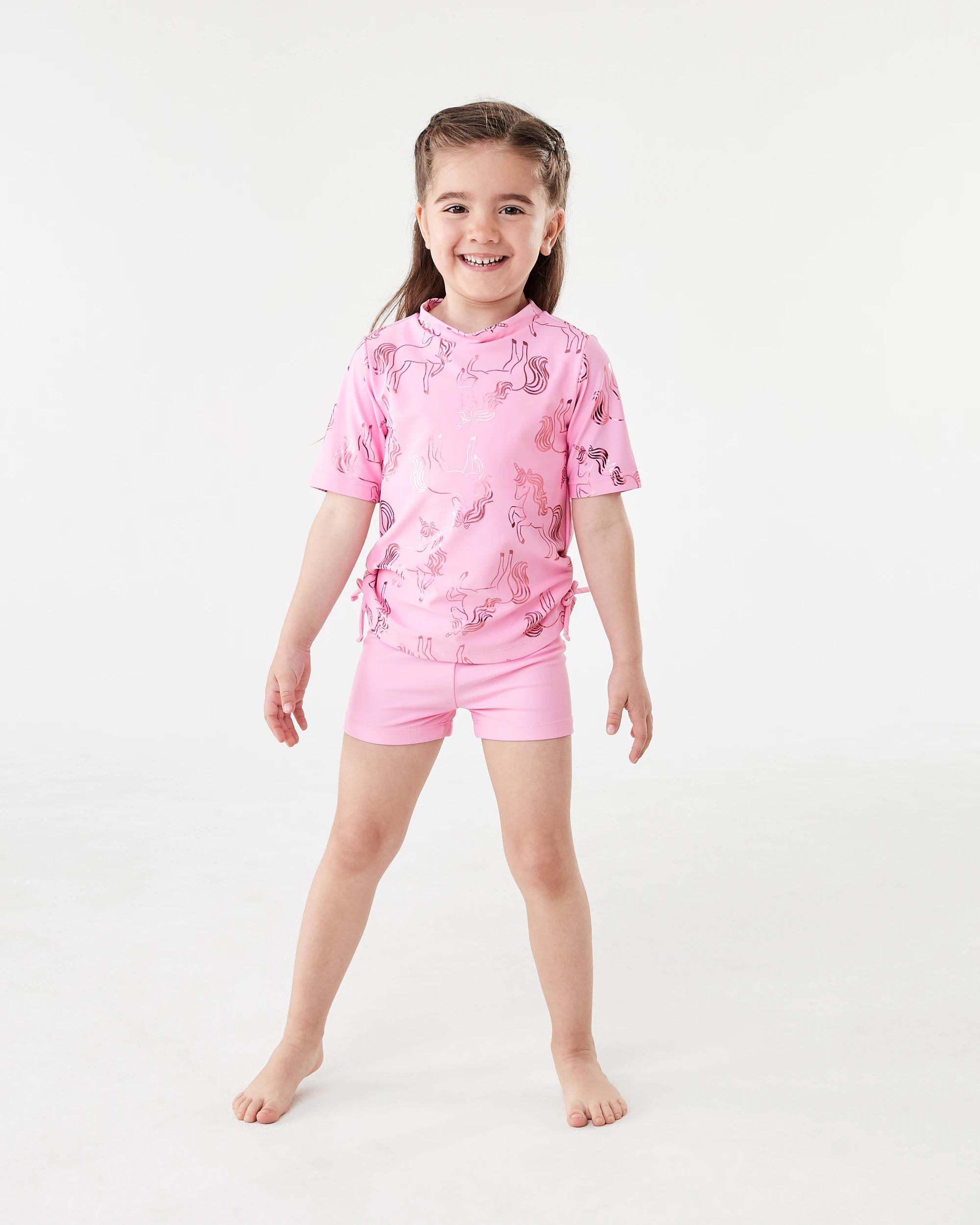 1 3 Piece Short Sleeve Swim Set Pnk Unicrn, 1 of 9