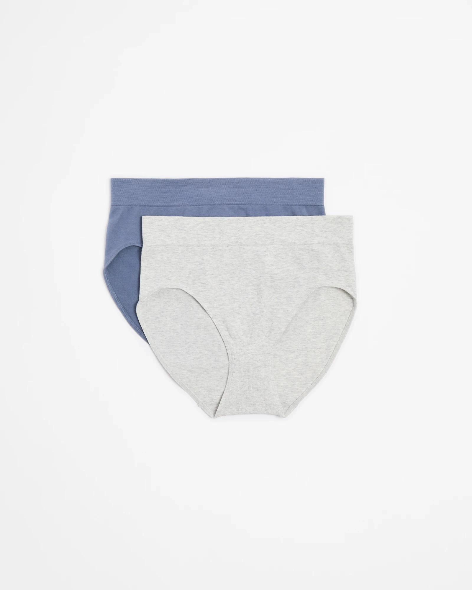 1 Target 2 Pack Cotton Seamfree Midi Briefs GREY MARLE/FOLK GREY, 1 of 4
