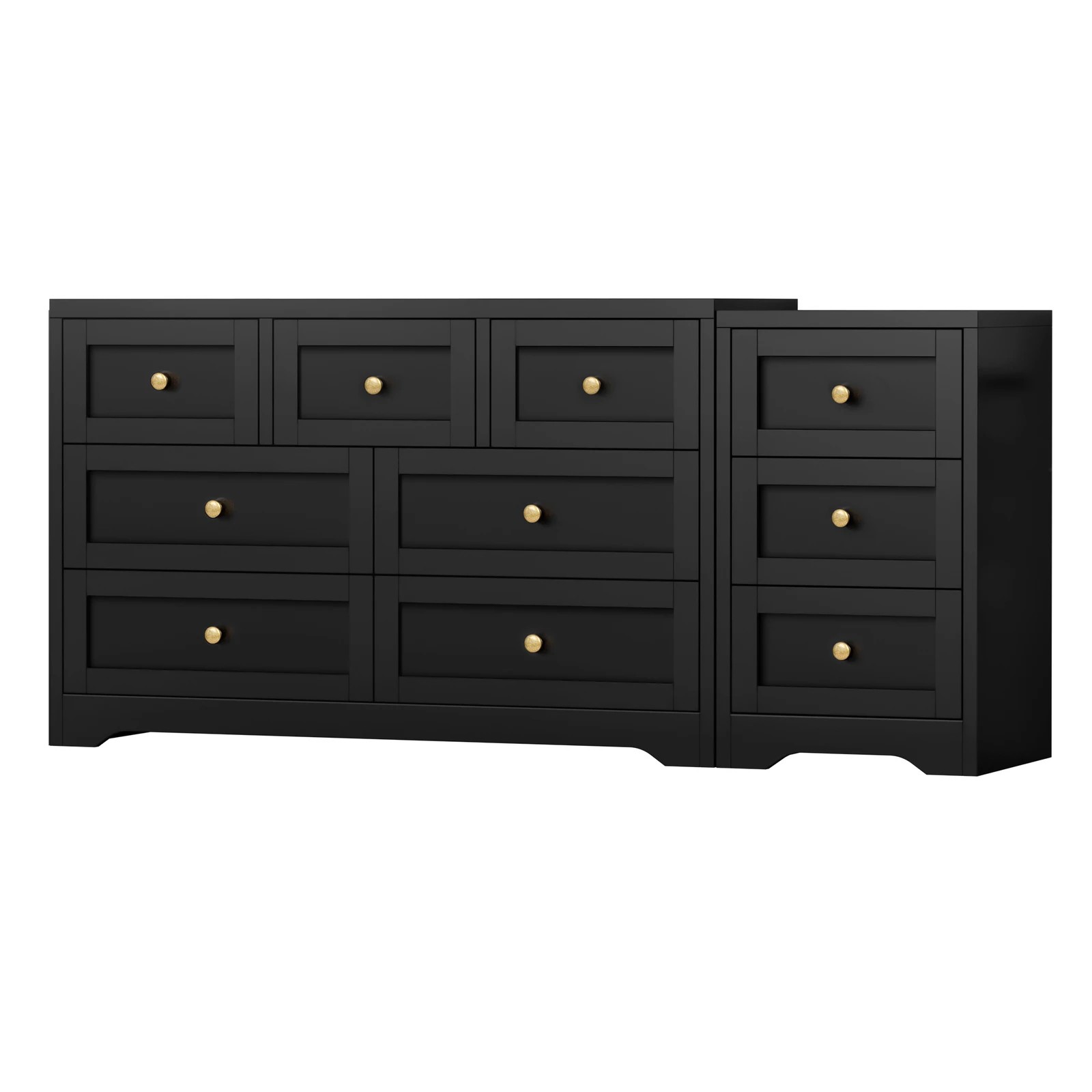 1 Alfordson 7 Chest of Drawers Bedside Table Bedroom Storage Hamptons - Black, 1 of 10