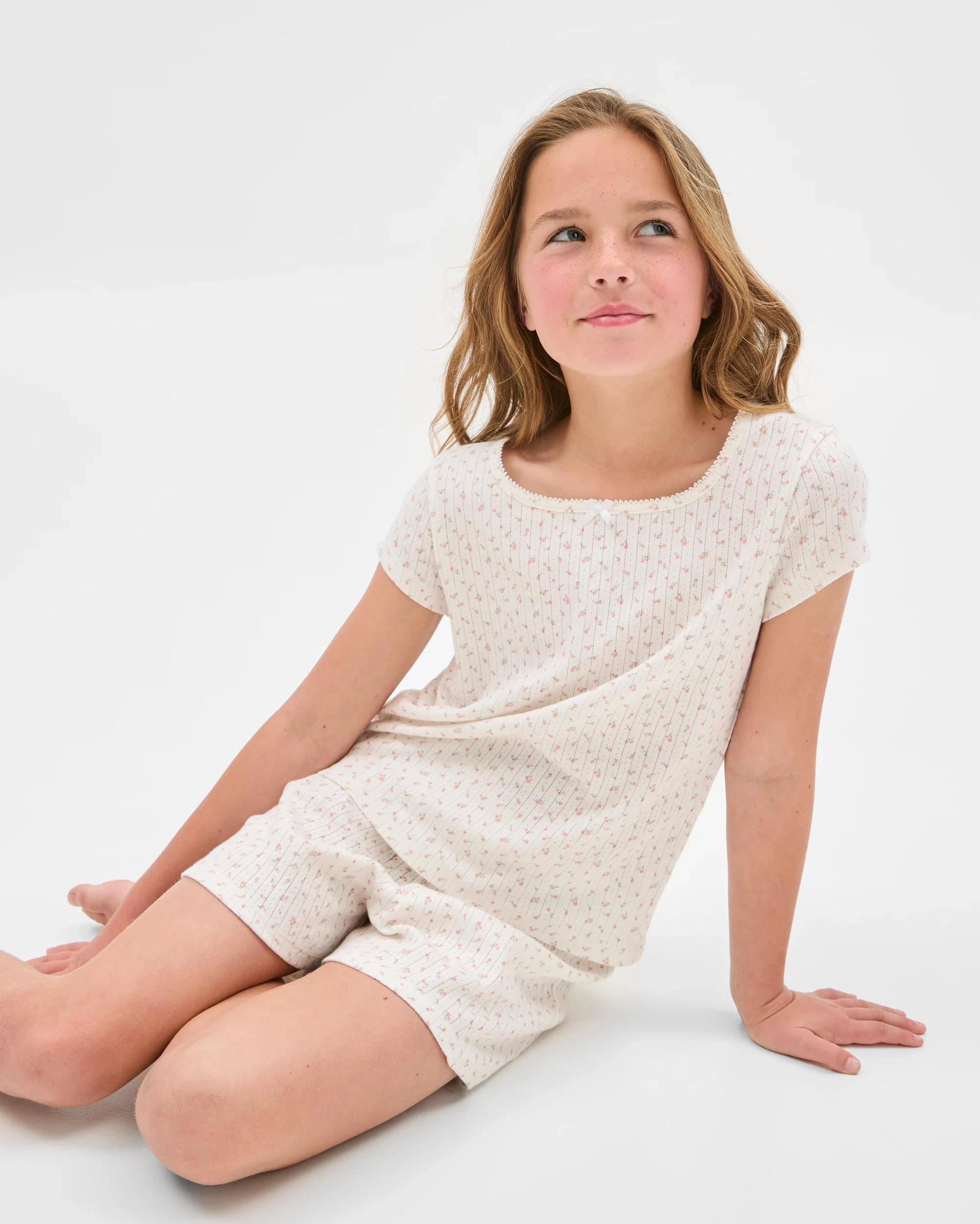 5 Target Kids Australian Cotton Older Girls Pointelle Pyjama Set WHITE FLORAL, 5 of 8