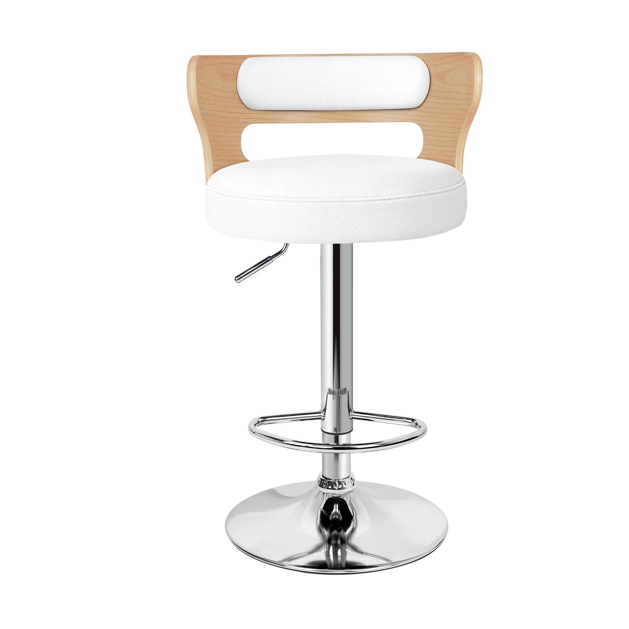 3 Alfordson 2x Bar Stools Kitchen Swivel chair Leather Gas lift - White, 3 of 9