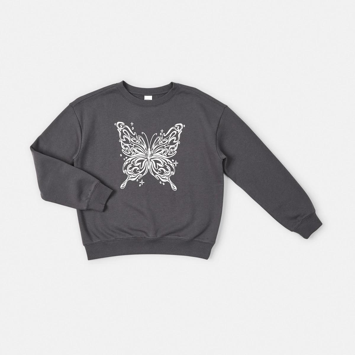 7 Print Crew Neck Sweatshirt Butterfly, 7 of 8
