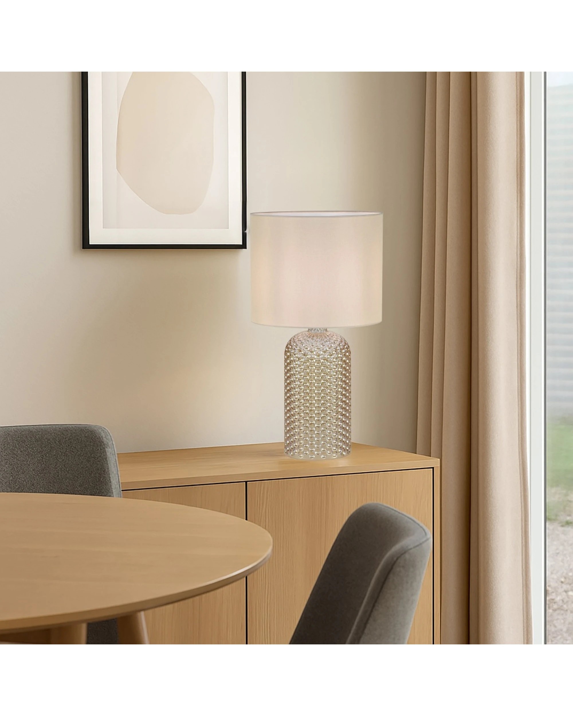 5 Urban Style Billie Table Lamp Textured Glass Base Inline Switch Cream - Beige, 5 of 5