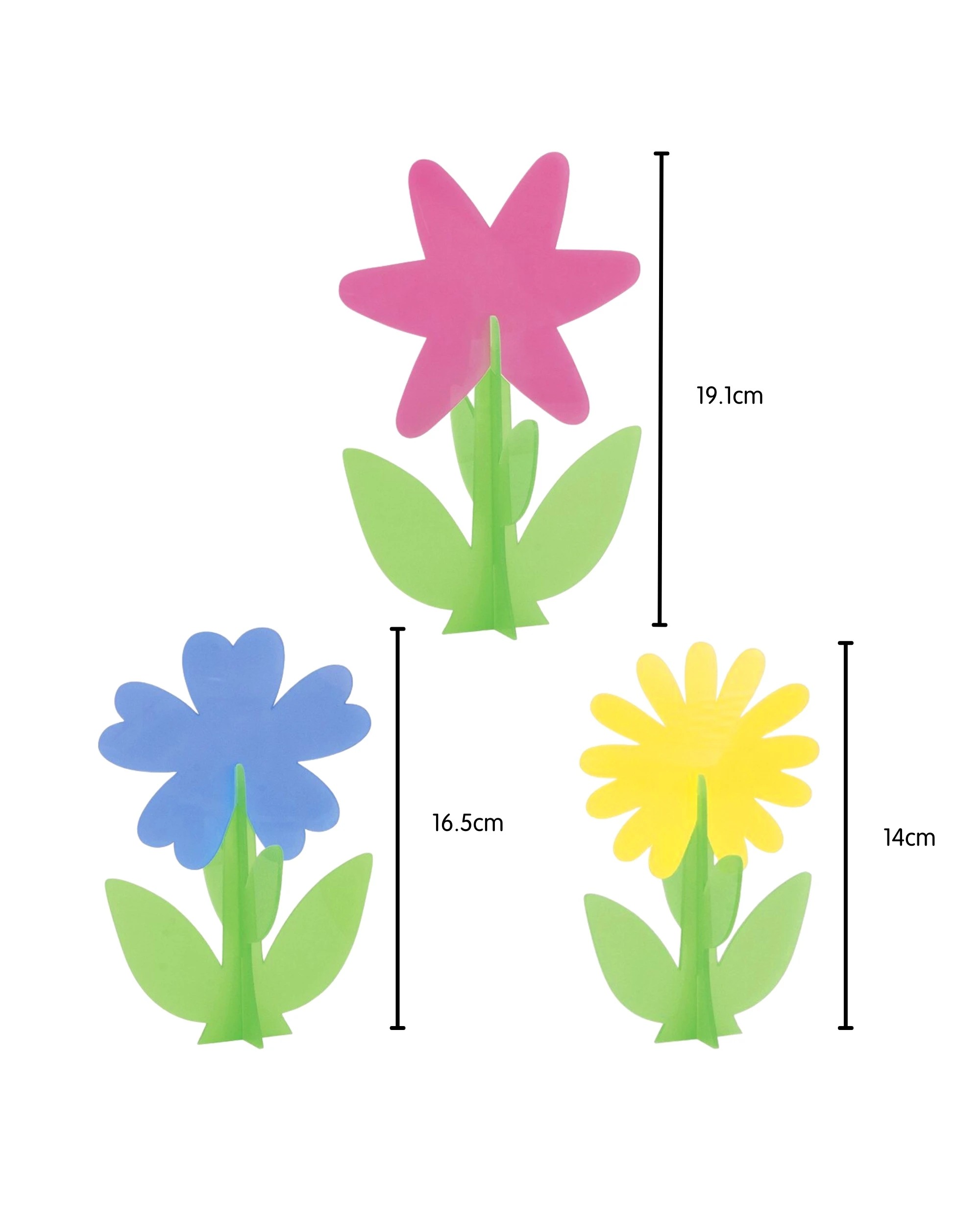 3 Unique 3D Plastic Flower Table Centrepieces Pack of 3 - Multi, 3 of 5