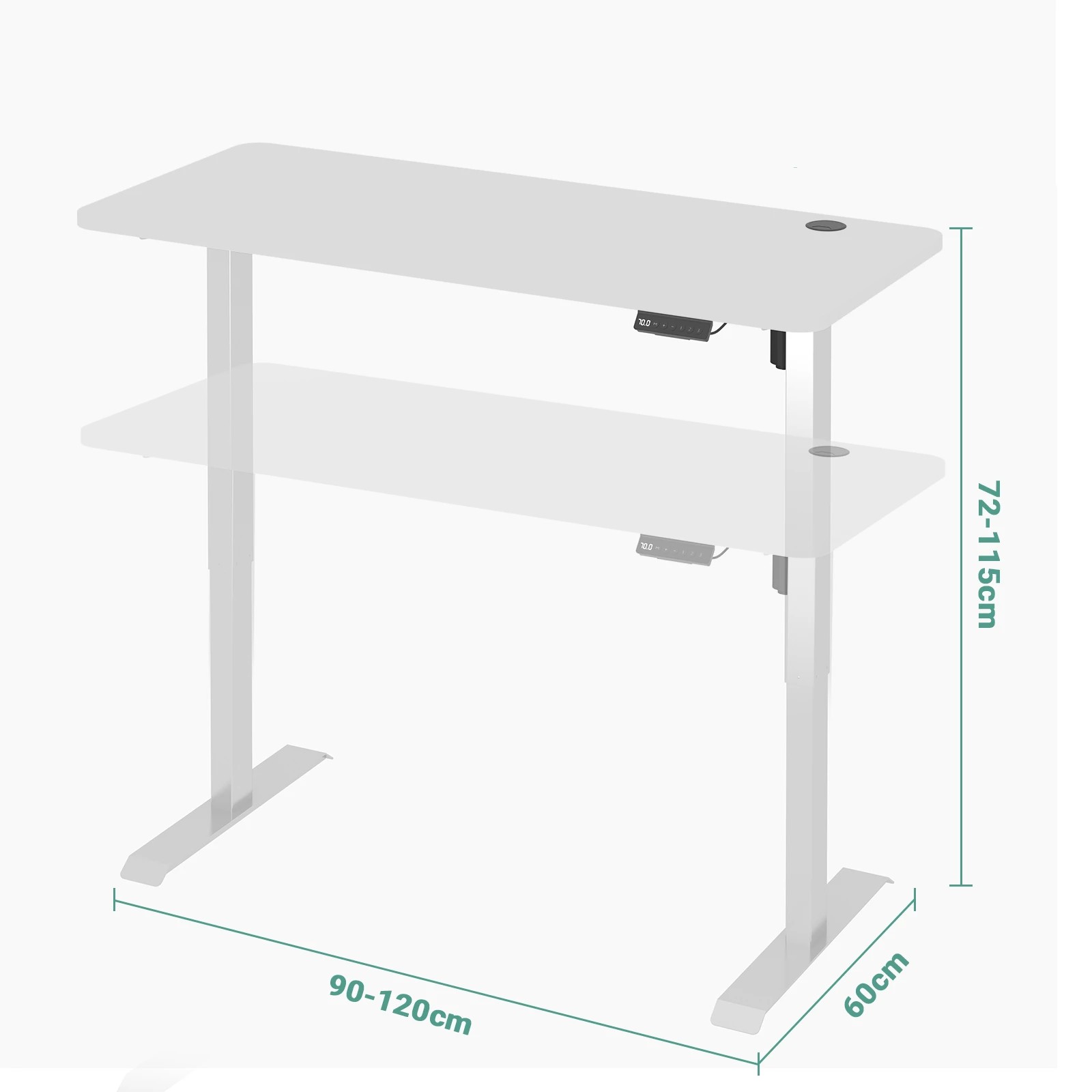 3 Advwin Electric Standing Desk Height Adjustable - White, 3 of 4