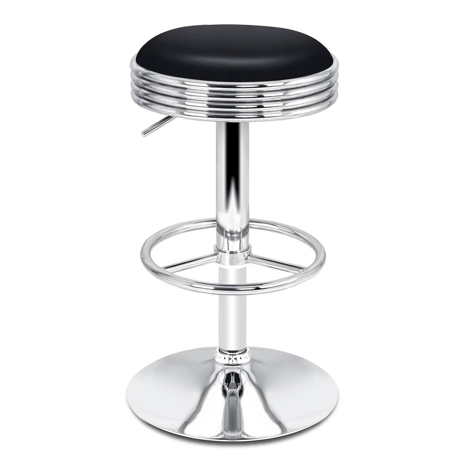 3 Alfordson 2x Bar Stools Sade Kitchen Swivel Chair Leather Gas Lift - Black, 3 of 9