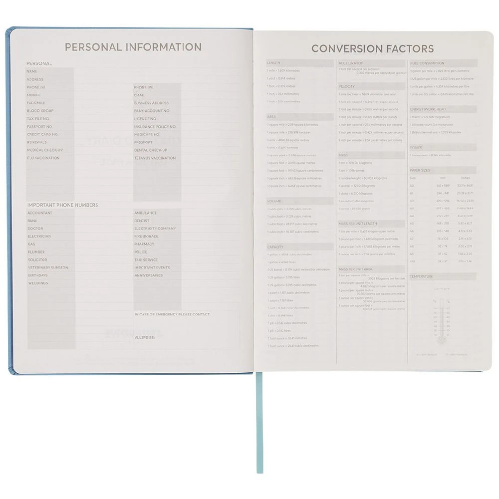 3 J.Burrows A4 Day to Page Undated Embossed Diary Blue, 3 of 8