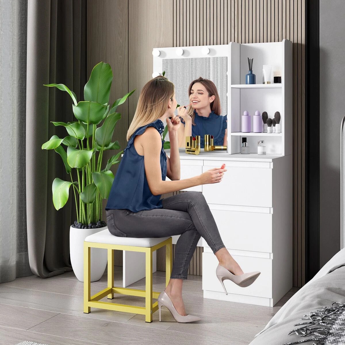 5 LUXSUITE Maxkon Dressing Table Lighting Vanity Mirror Dresser, 5 of 6