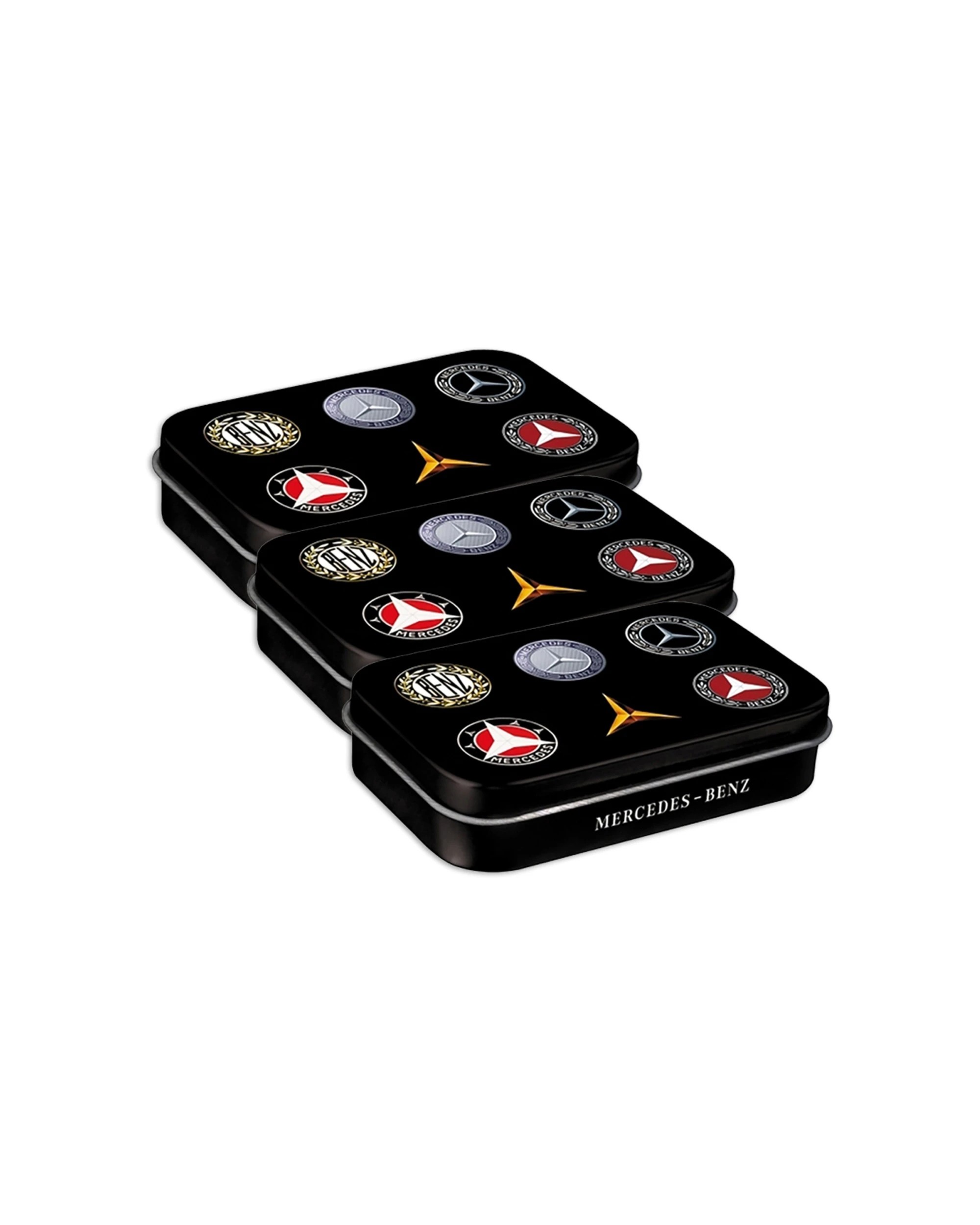 1 Nostalgic-Art 3PK XL Tin Box with Mints - Mercedes-Benz Logo Evolution - Black, 1 of 2
