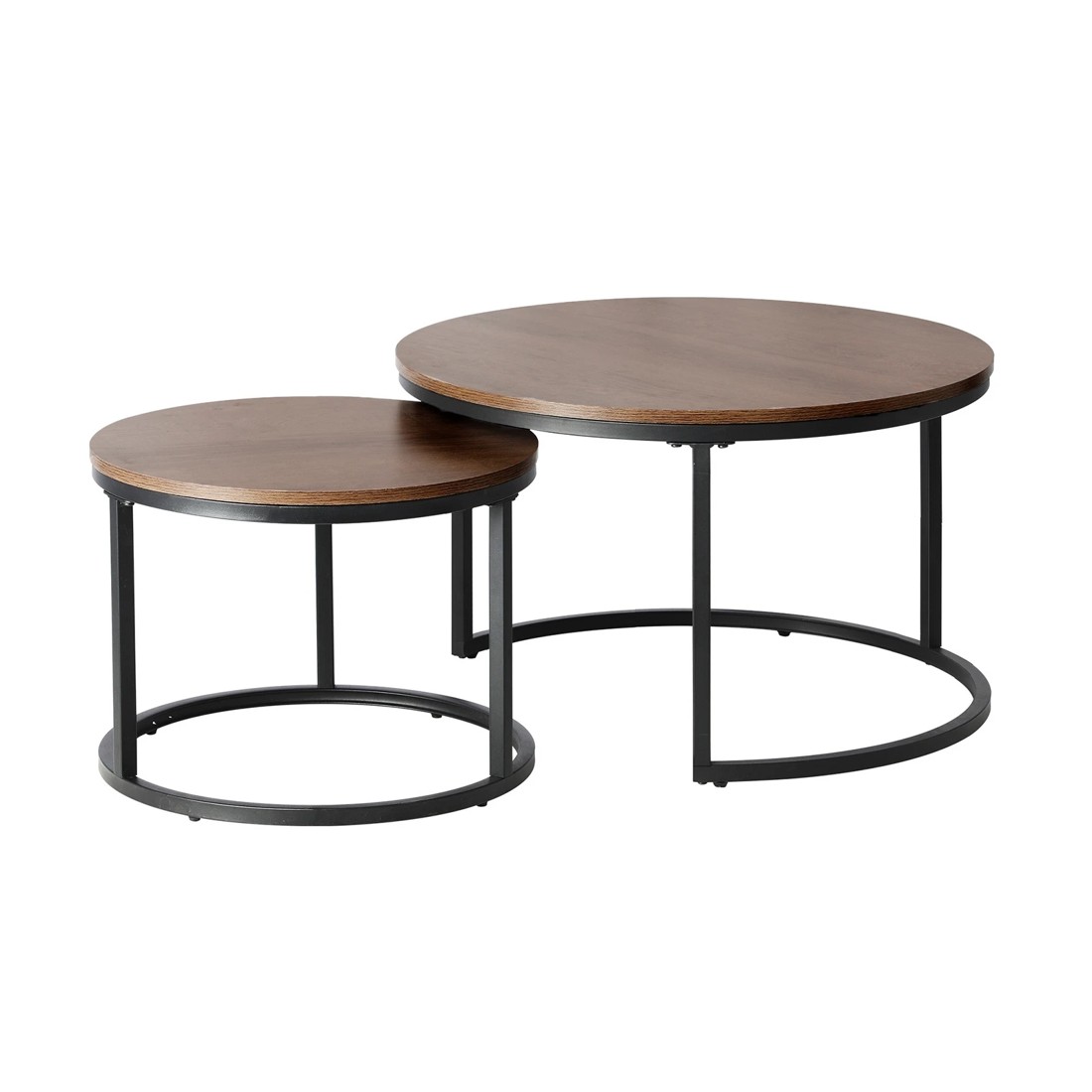 7 Oikiture Set Of 2 Coffee Table Round Nesting Side End Table
 - Brown, 7 of 10