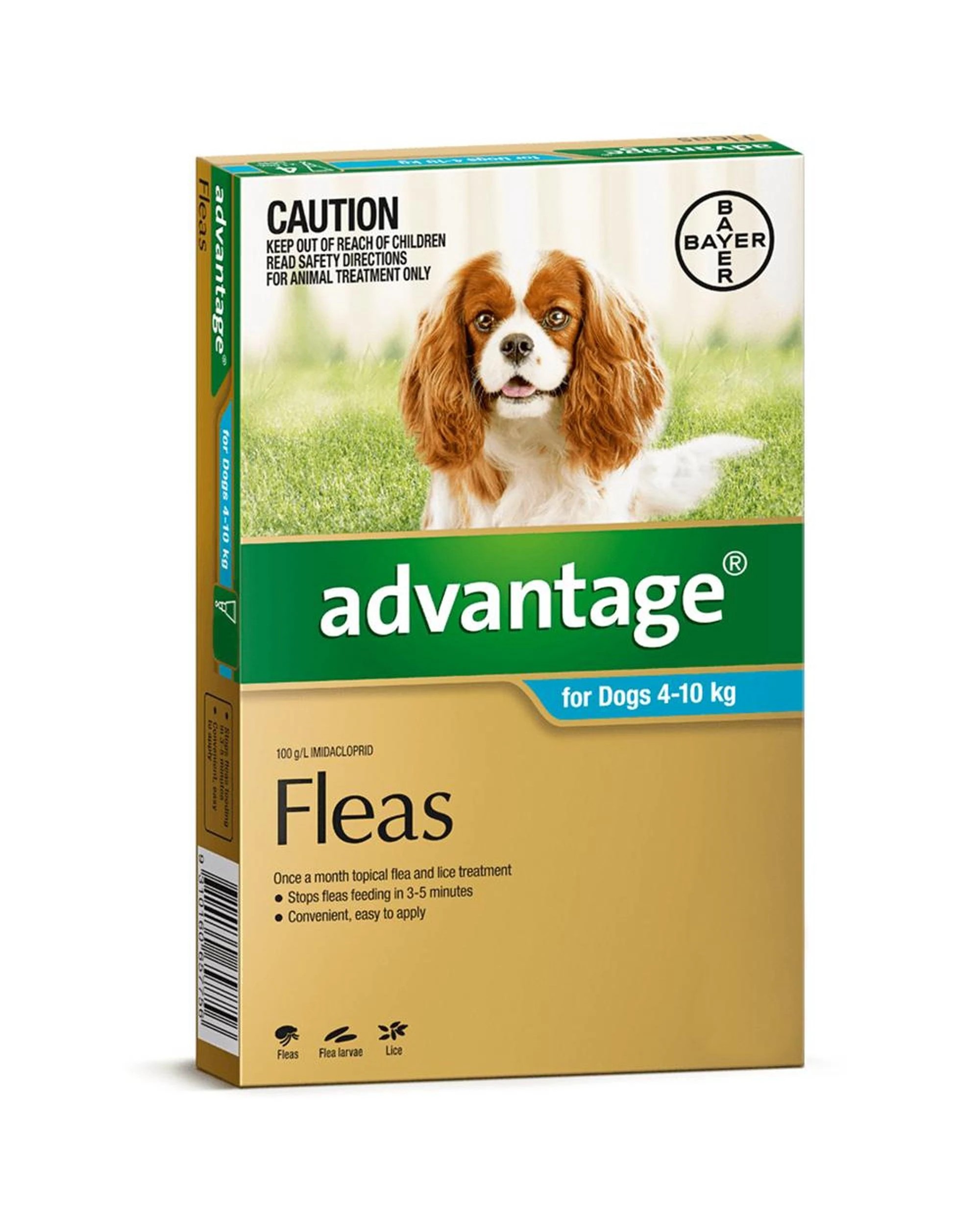 1 Advantage Medium Dog 4-10kg Teal Spot On Flea Treatment 6 Pack, 1 of 2