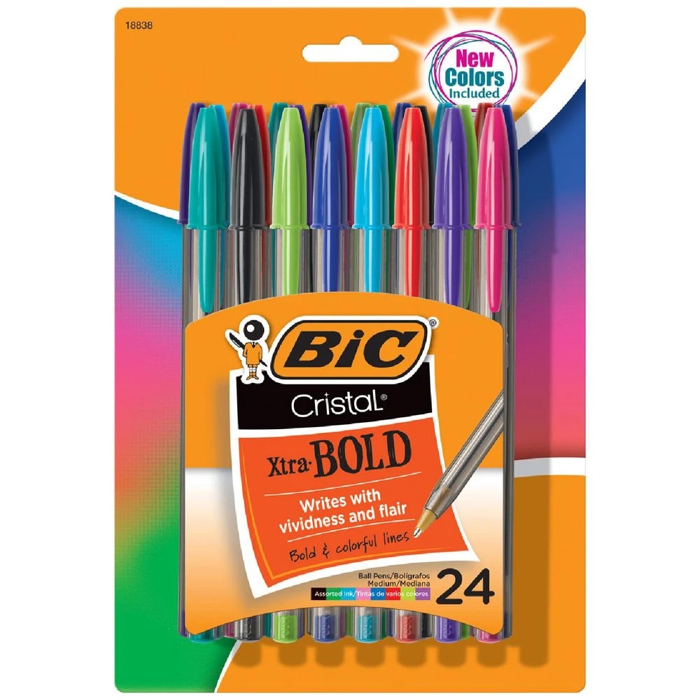 1 Bic Cristal Xtra Bold Ballpoint Pens 1.6mm Assorted 24 Pack, 1 of 1