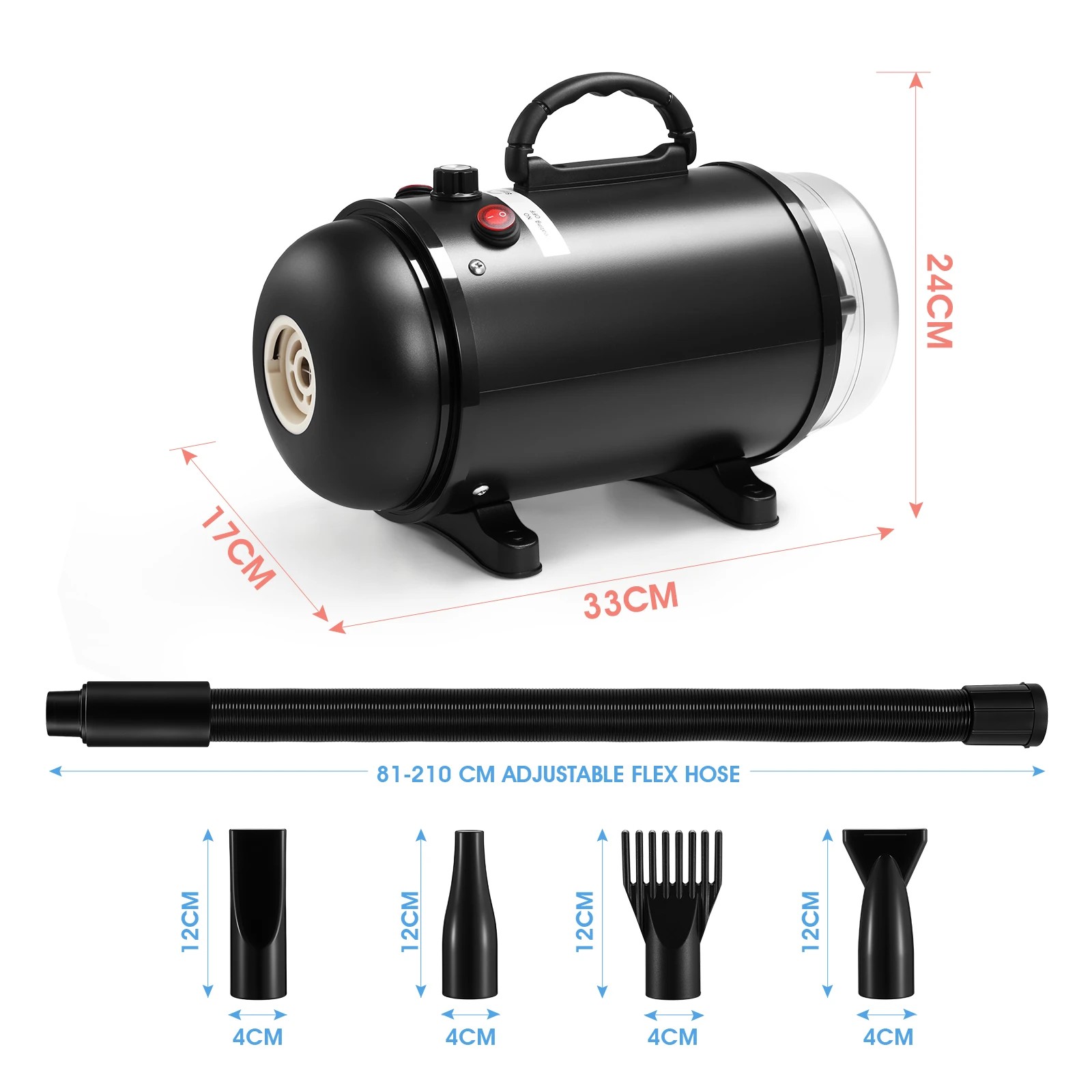 2 Ausway Dog Hair Dryer Vacuum Pet Cat Grooming Kit 4 Nozzles Hairdryer Blower, 2 of 6