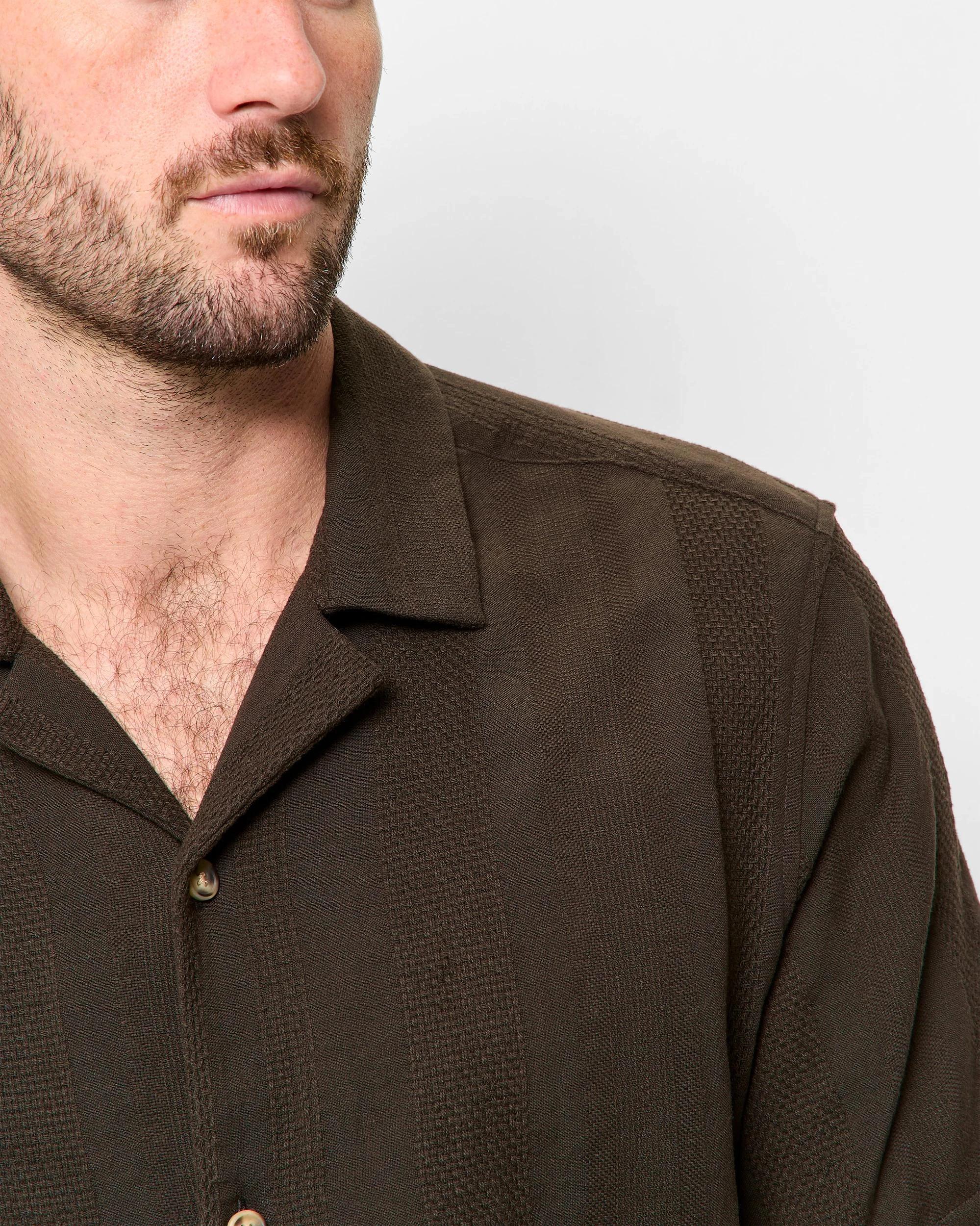 5 Target Australian Cotton Short Sleeve Stripe Shirt DARK OLIVE, 5 of 5