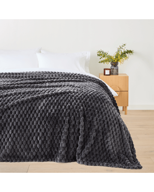 Plush Jacquard Blanket - Queen/King Bed, Char